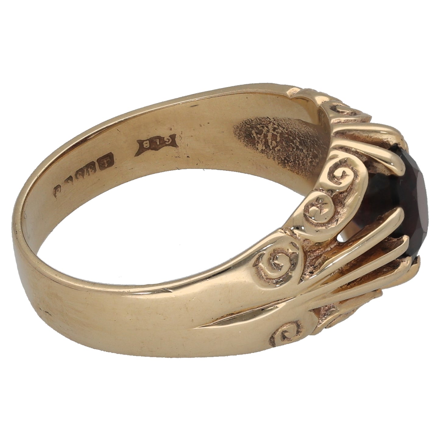 9ct Gold Garnet Single Stone Ring Size P
