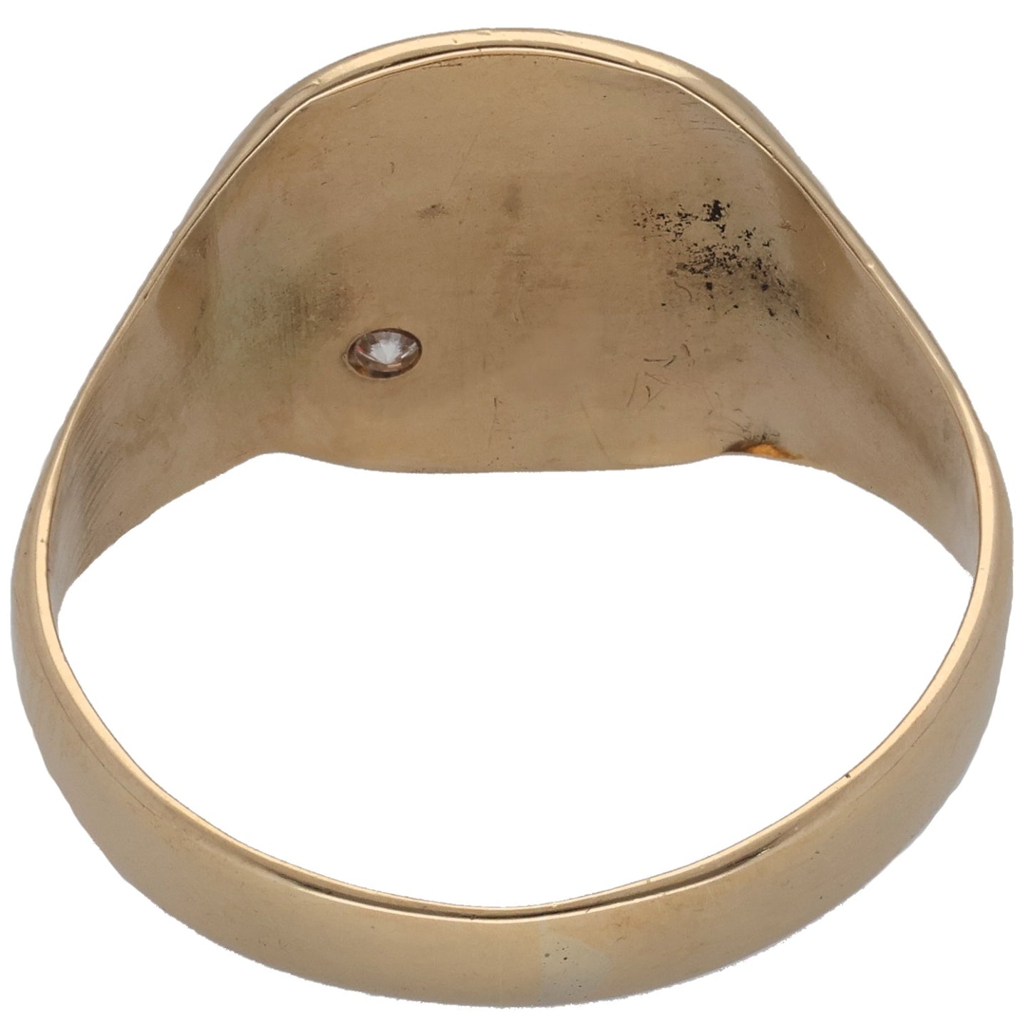 9ct Gold 0.02ct Diamond Single Stone Patterned Signet Ring Size T