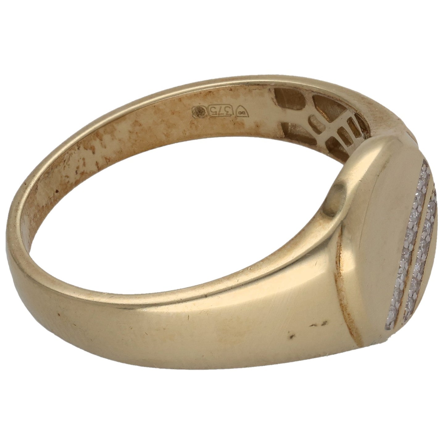 9ct Gold 0.07ct Diamond Signet Ring Size U