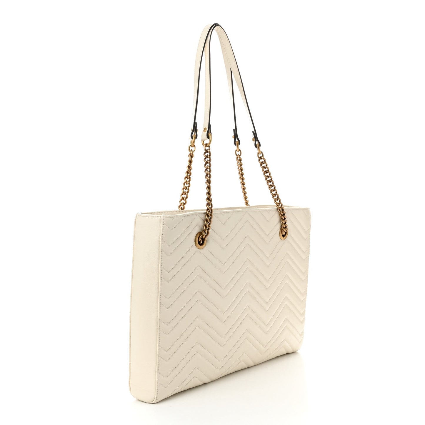 Gucci GG Marmont Tote Calfskin Matelasse Leather Bag - White