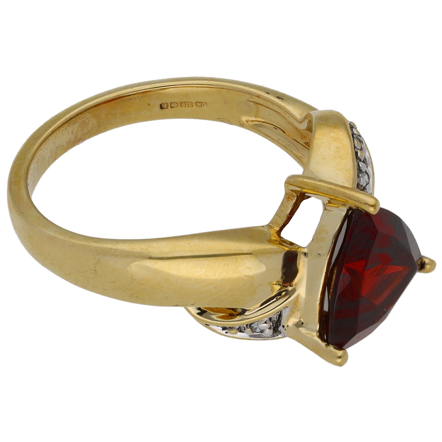 9ct Gold Garnet & 0.015ct Diamond Dress/Cocktail Ring Size N