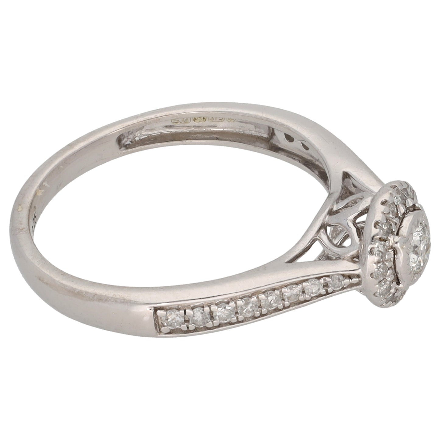 9ct White Gold 0.25ct Diamond Cluster Ring Size L