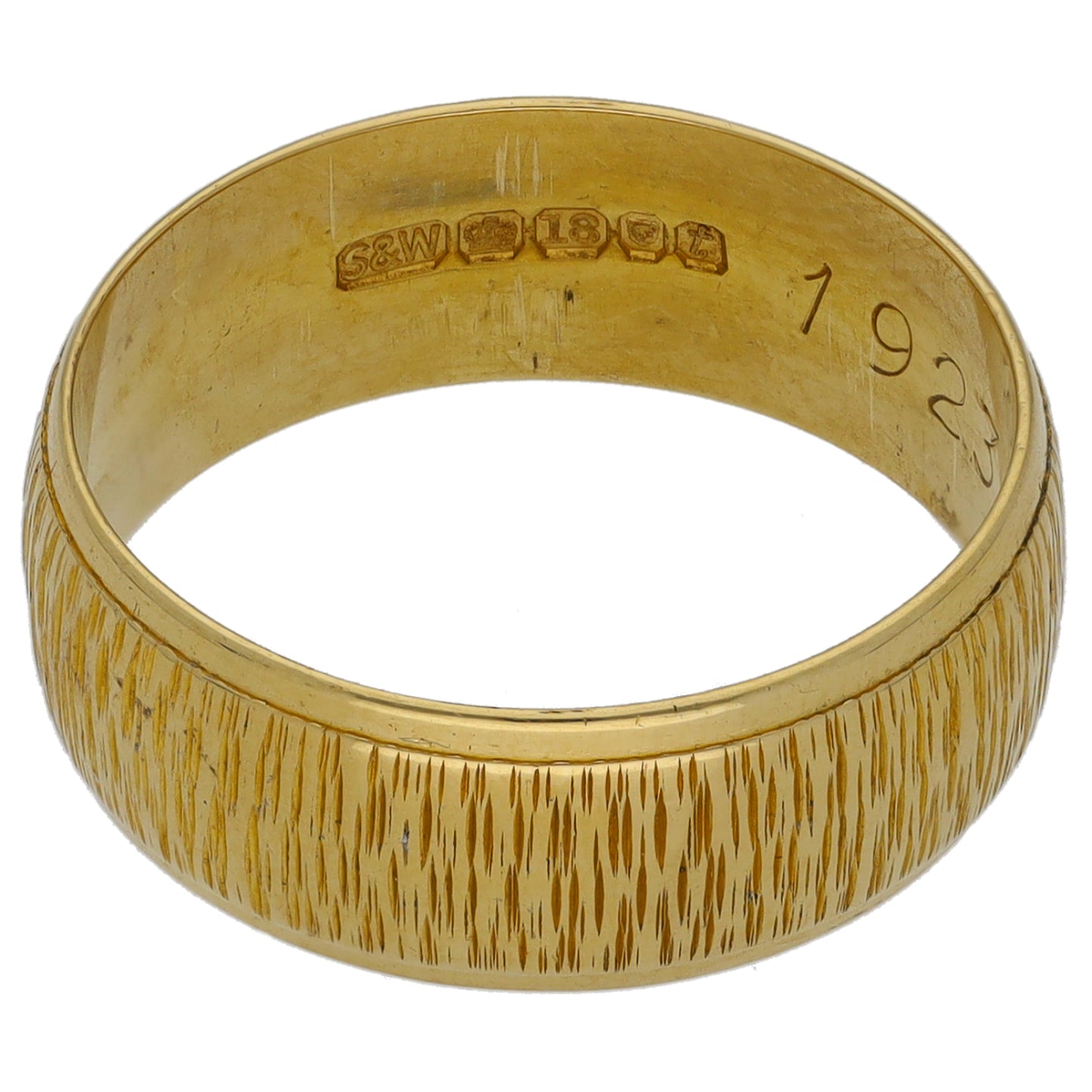 18ct Gold Patterned Wedding Ring Size N