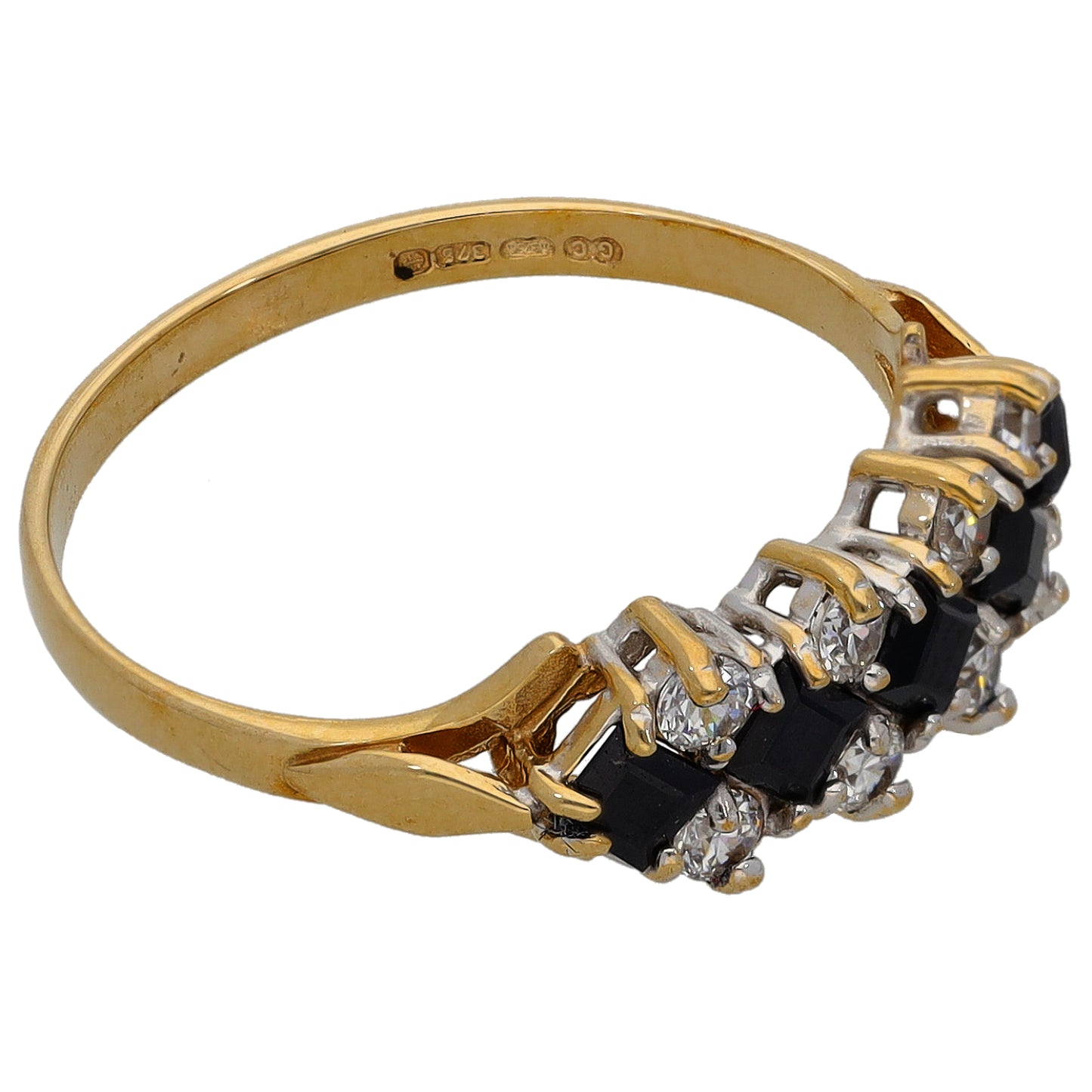 9ct Gold Sapphire & Cubic Zirconia Dress/Cocktail Ring Size M