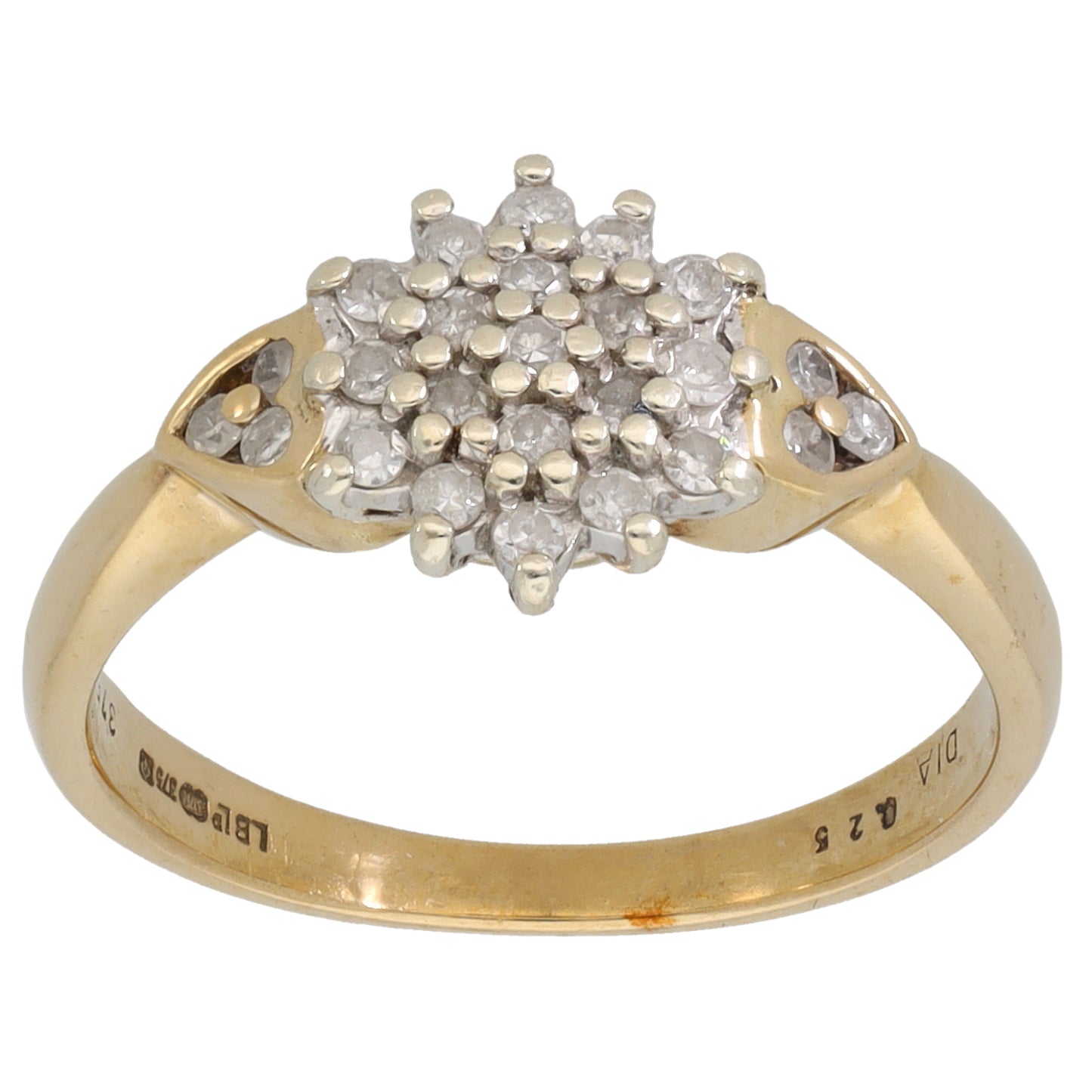 9ct Gold 0.25ct Diamond Cluster Ring Size M