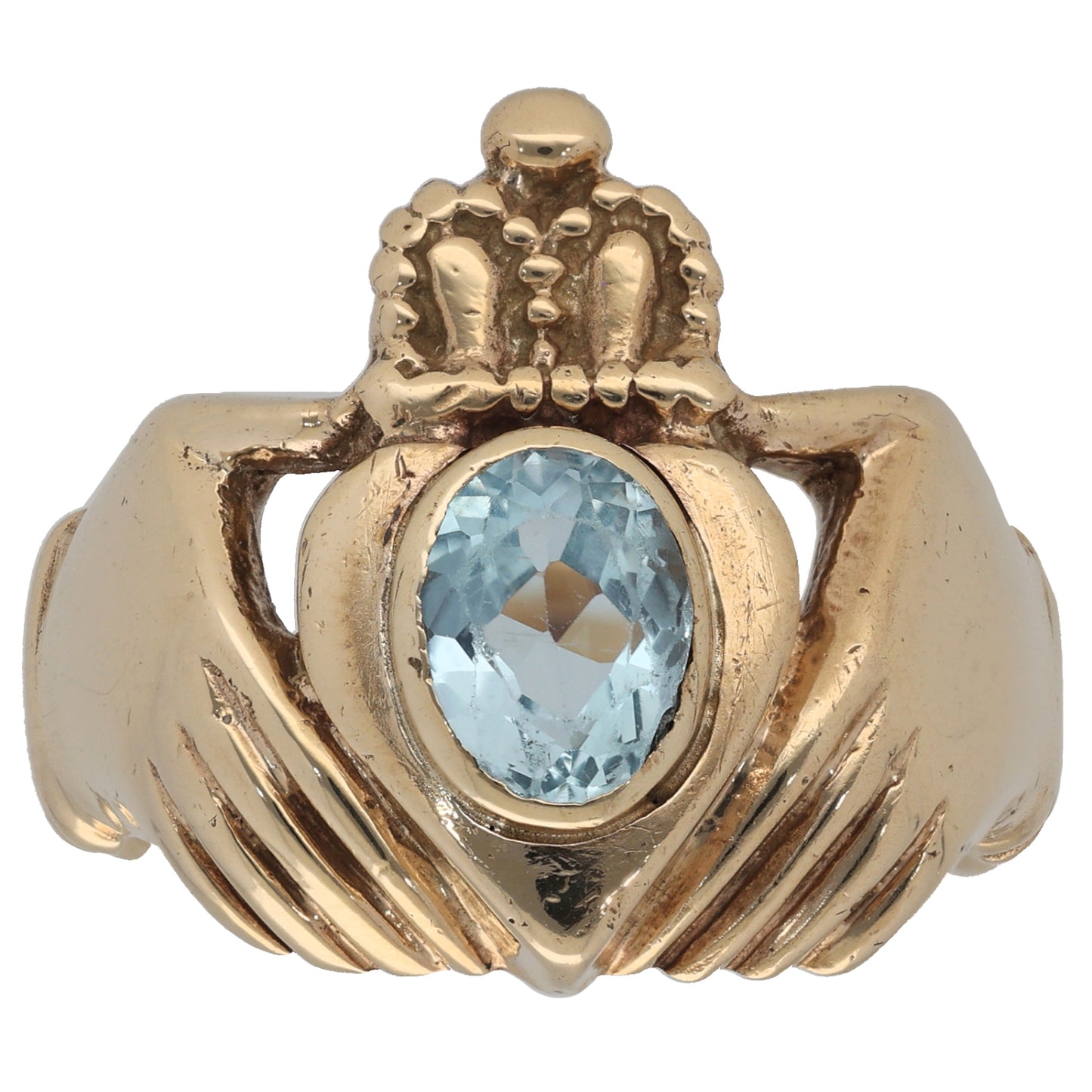 9ct Gold Topaz Claddagh Ring Size X