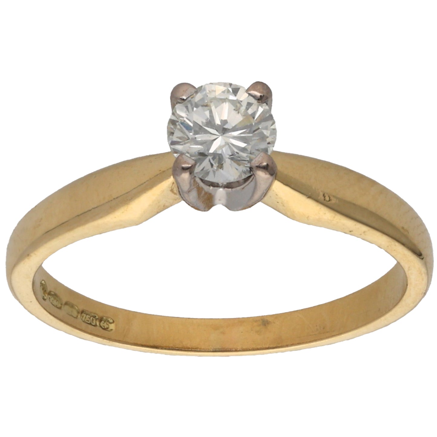18ct Gold 0.36ct Diamond Solitaire Ring Size L