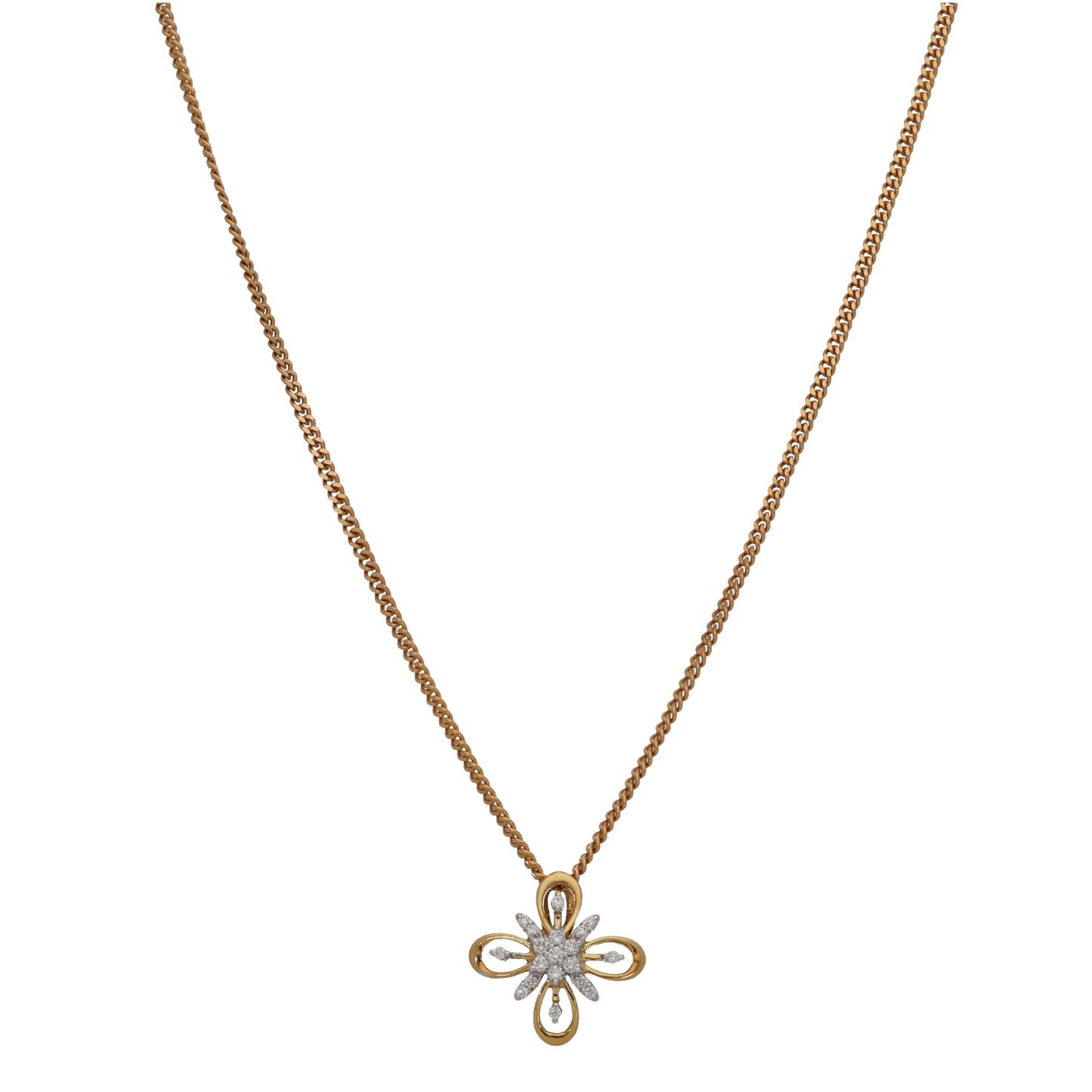 18ct Gold 0.18ct Diamond Alternative Pendant With Chain