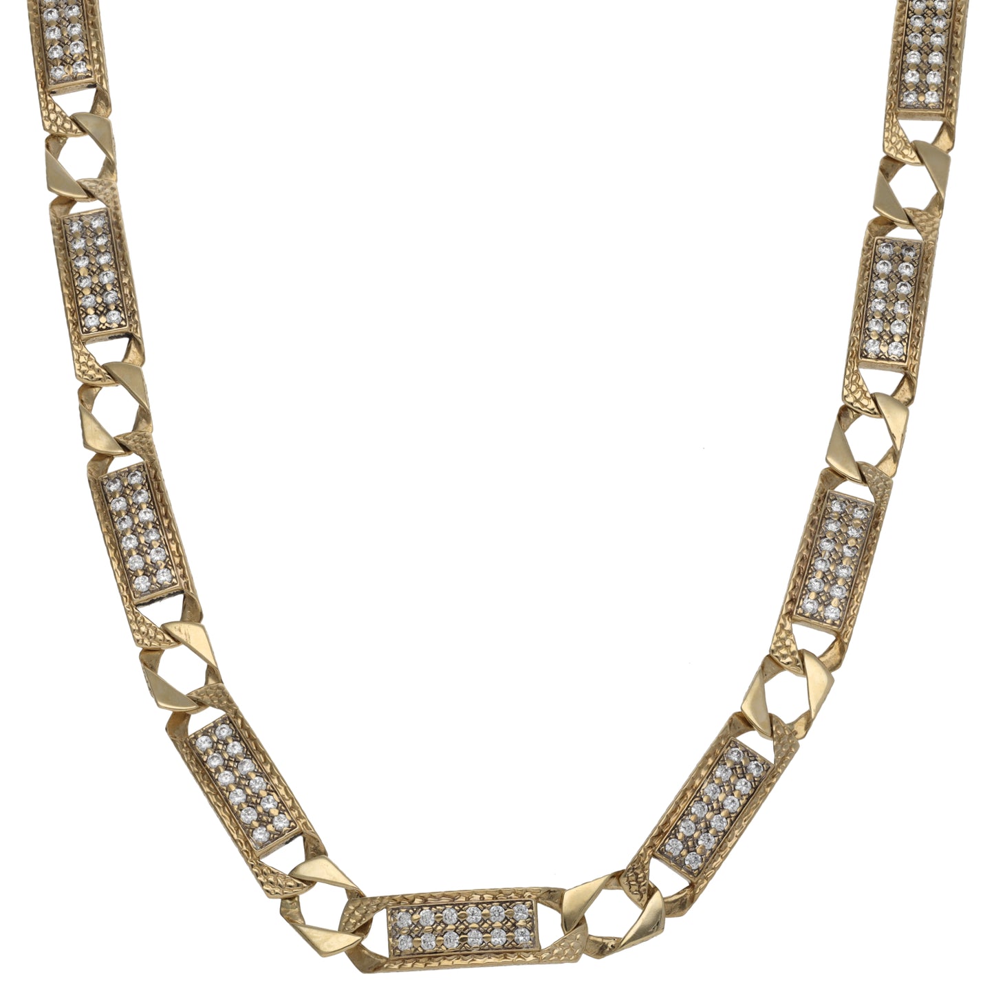9ct Gold Cubic Zirconia Curb Chain 16"