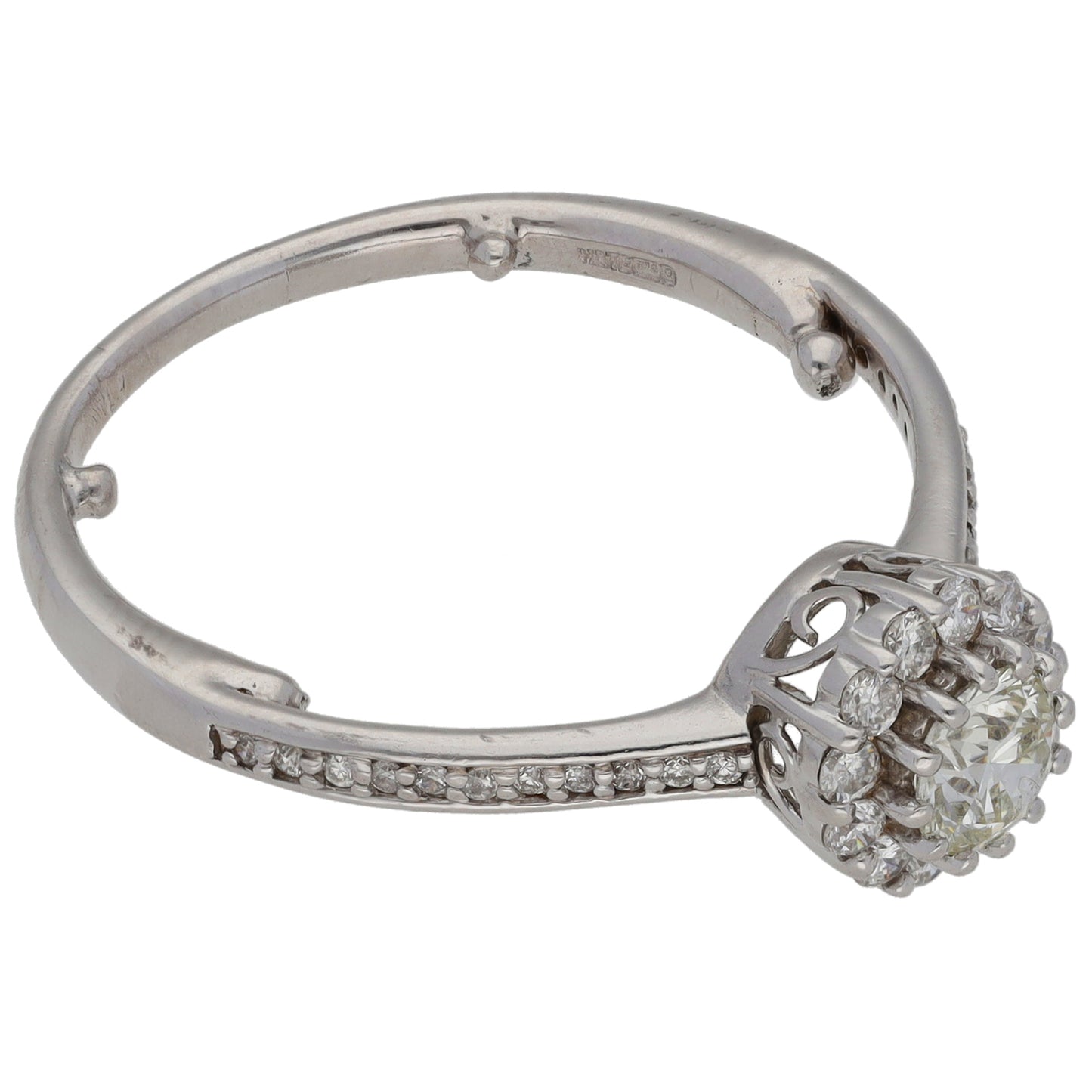 9ct White Gold 0.80ct Diamond Halo Ring Size Q