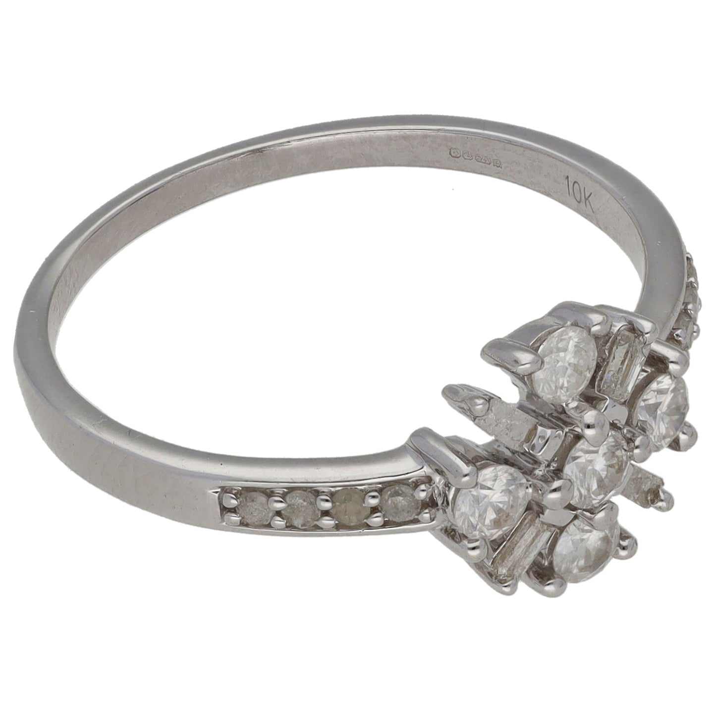 9ct White Gold 0.37ct Diamond Cluster Ring Size S
