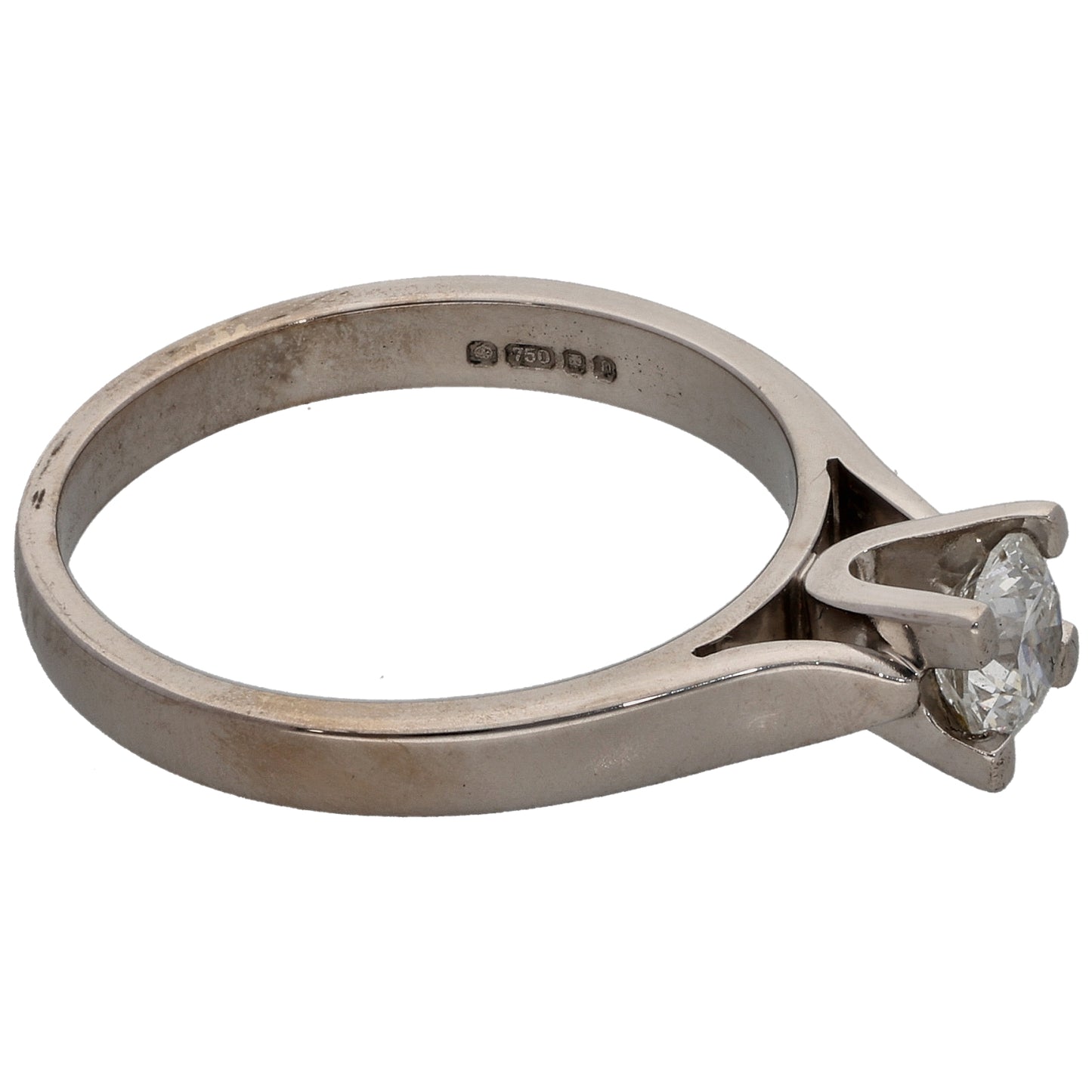 18ct White Gold 0.43ct Diamond Solitaire Ring Size L