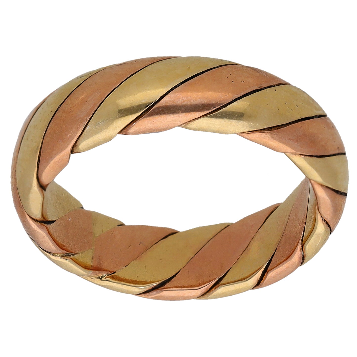 9ct Bicolour Gold Patterned Wedding Ring Size M