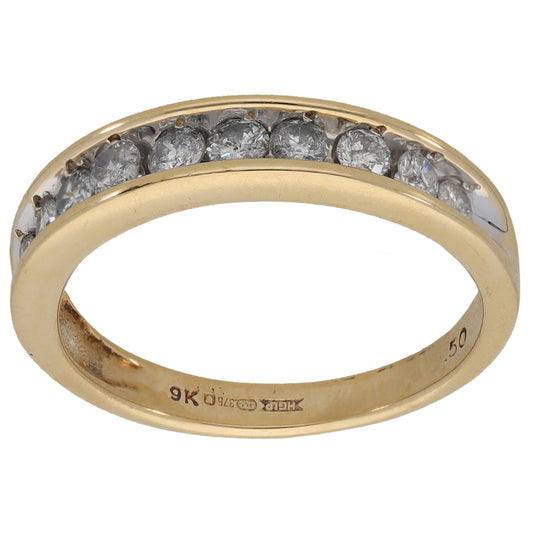 9ct Gold 0.50ct Diamond Half Eternity Ring Size M