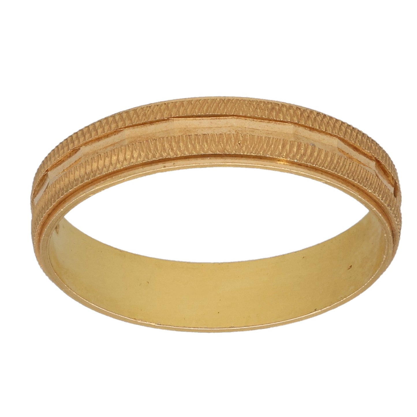 18ct Gold Patterned Wedding Ring Size N