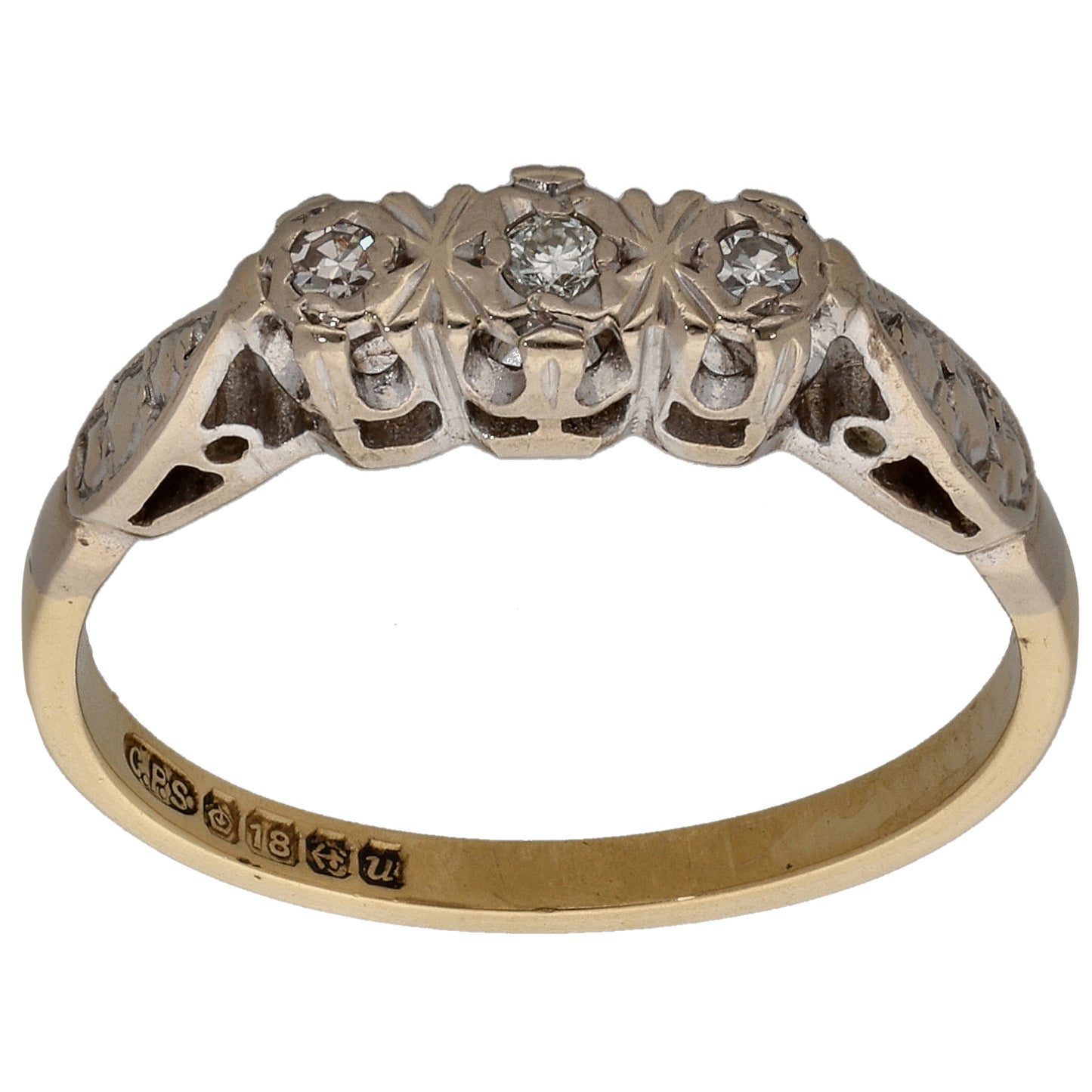 18ct Gold 0.06ct Diamond Trilogy Ring Size N