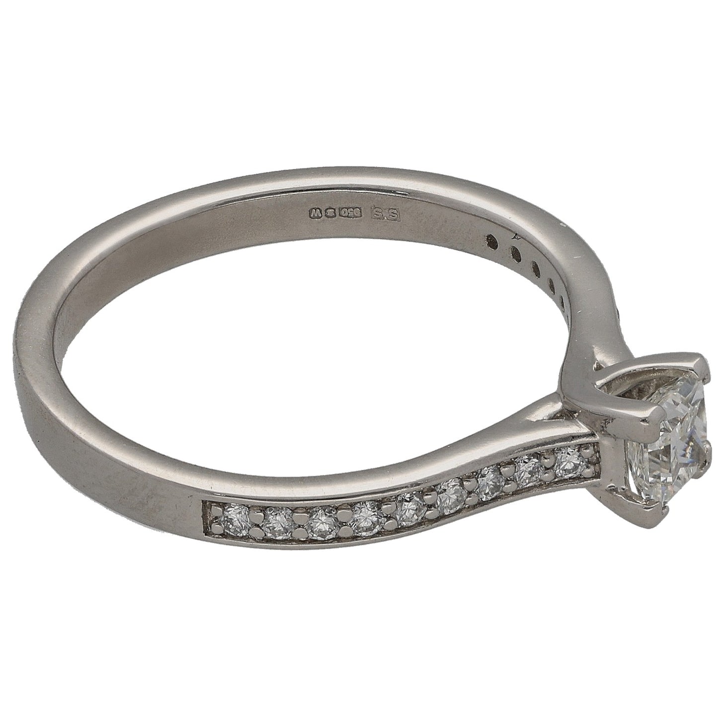 Platinum 0.36ct Diamond Solitaire Ring With Accent Stones Size Q