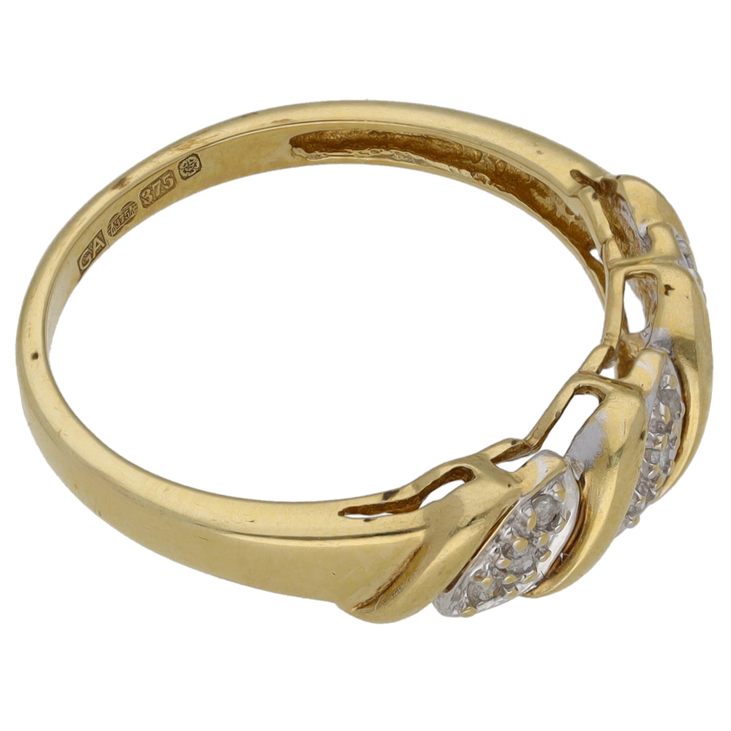 9ct Gold 0.045ct Diamond Half Eternity Ring Size M