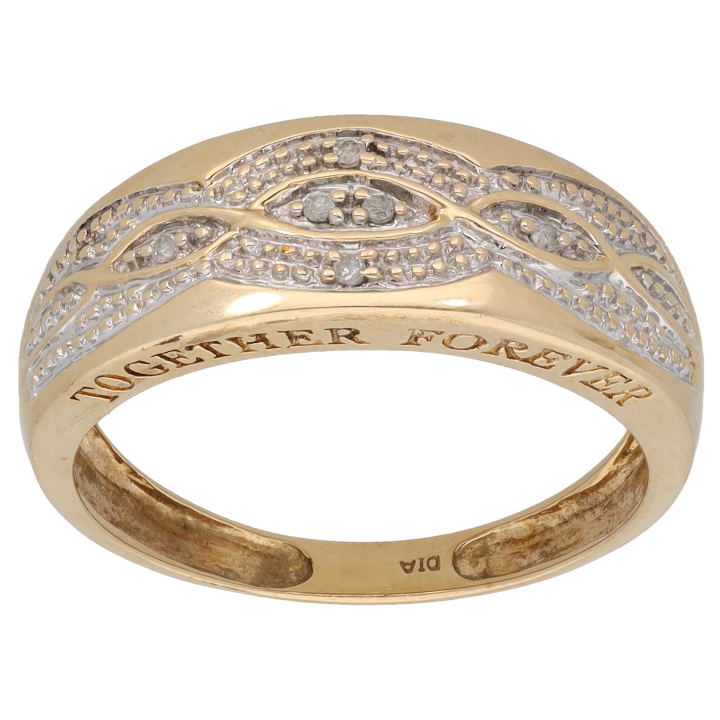 9ct Gold 0.03ct Diamond Dress/Cocktail Ring Size T