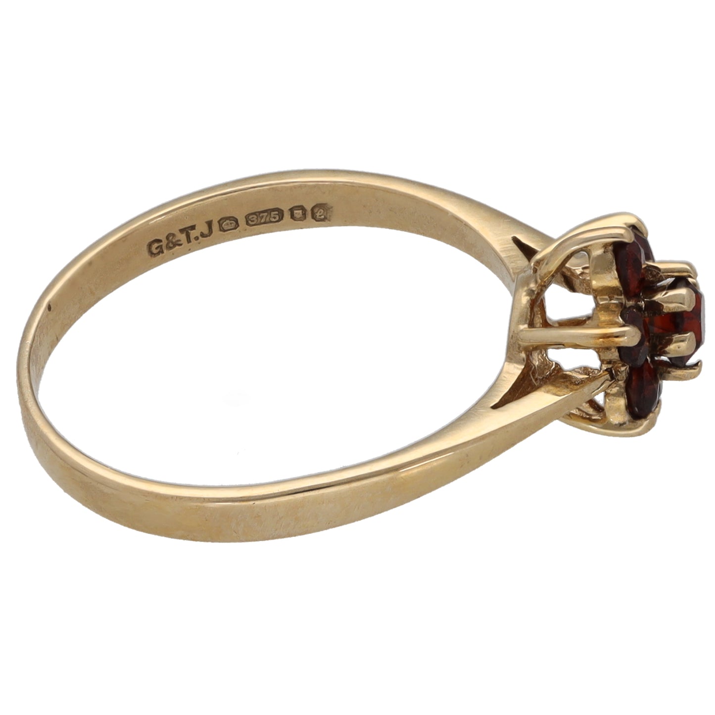 9ct Gold Garnet Cluster Ring Size L