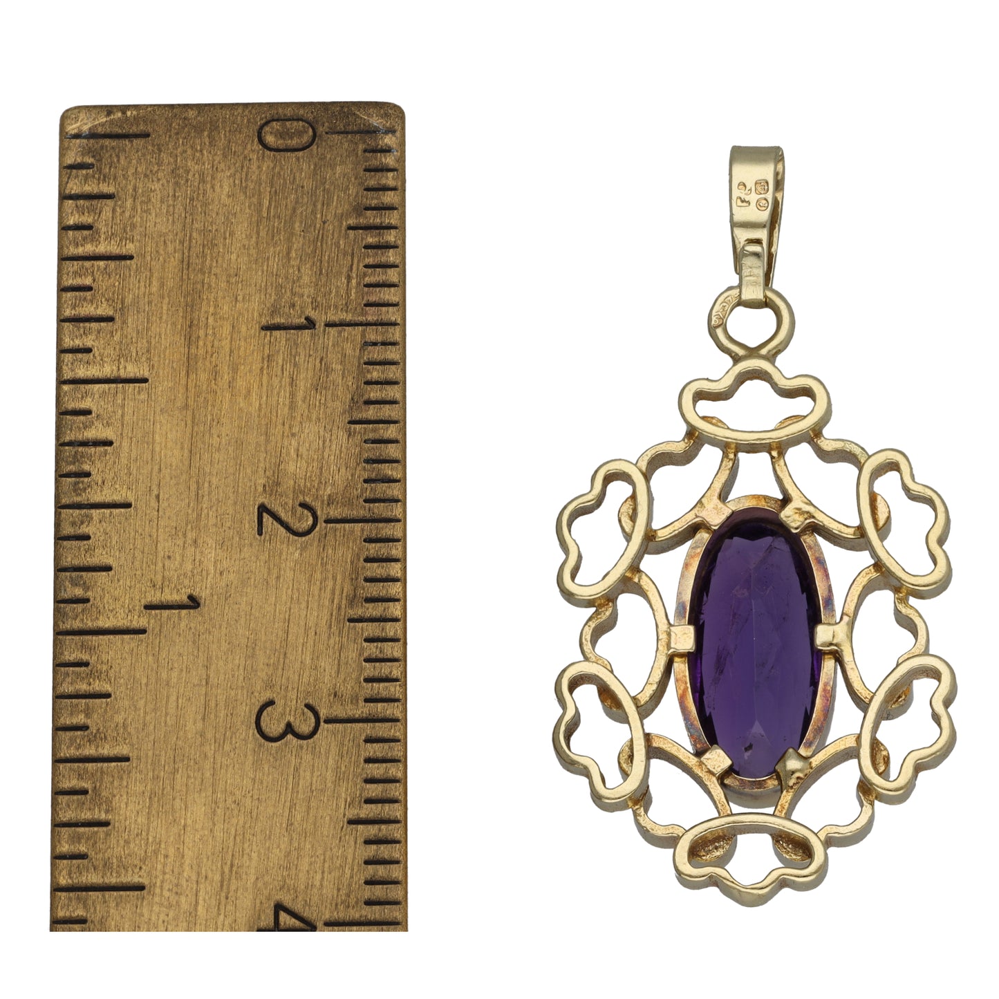 9ct Gold Amethyst Single Stone Pendant