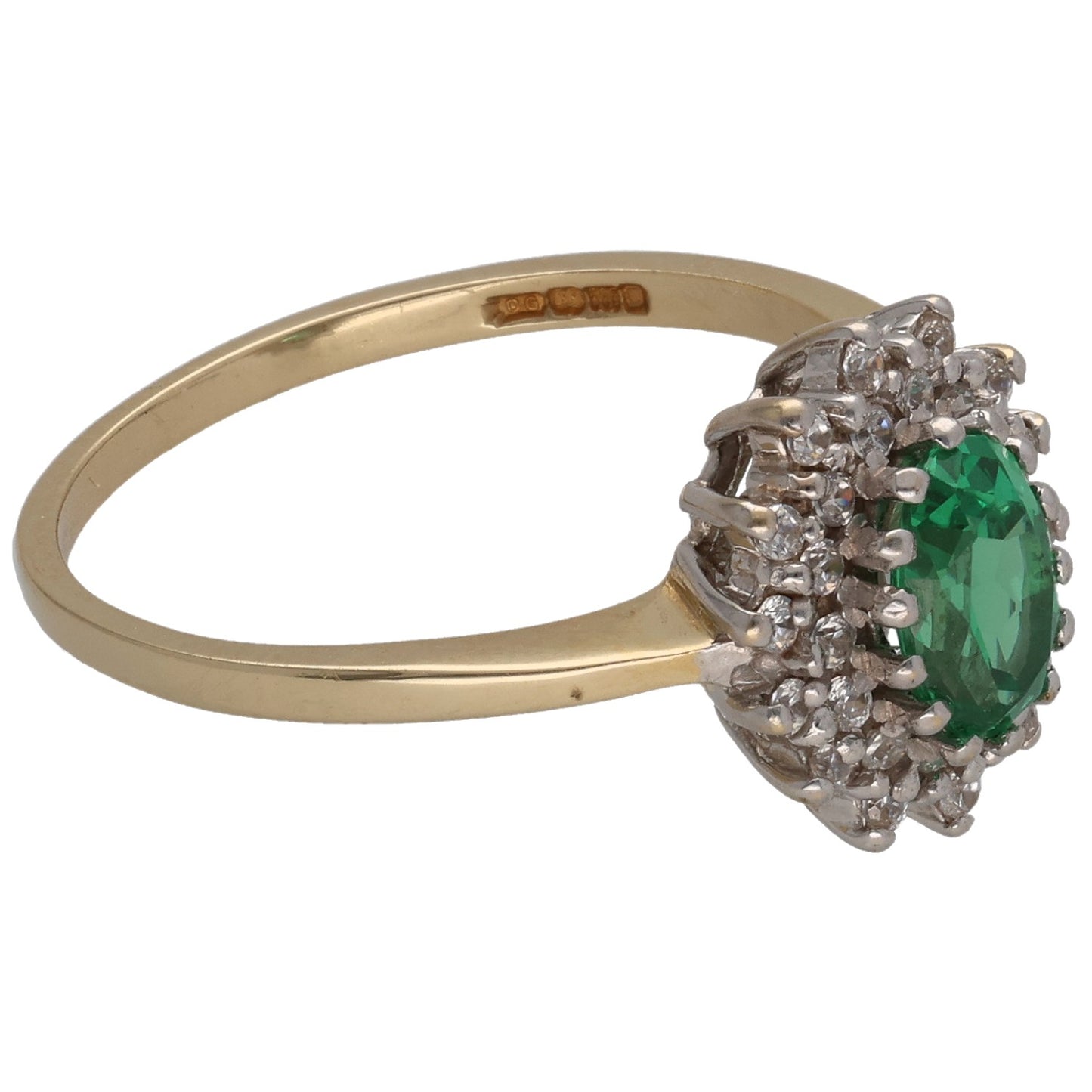 9ct Gold Imitation Gems Cluster Ring Size Q