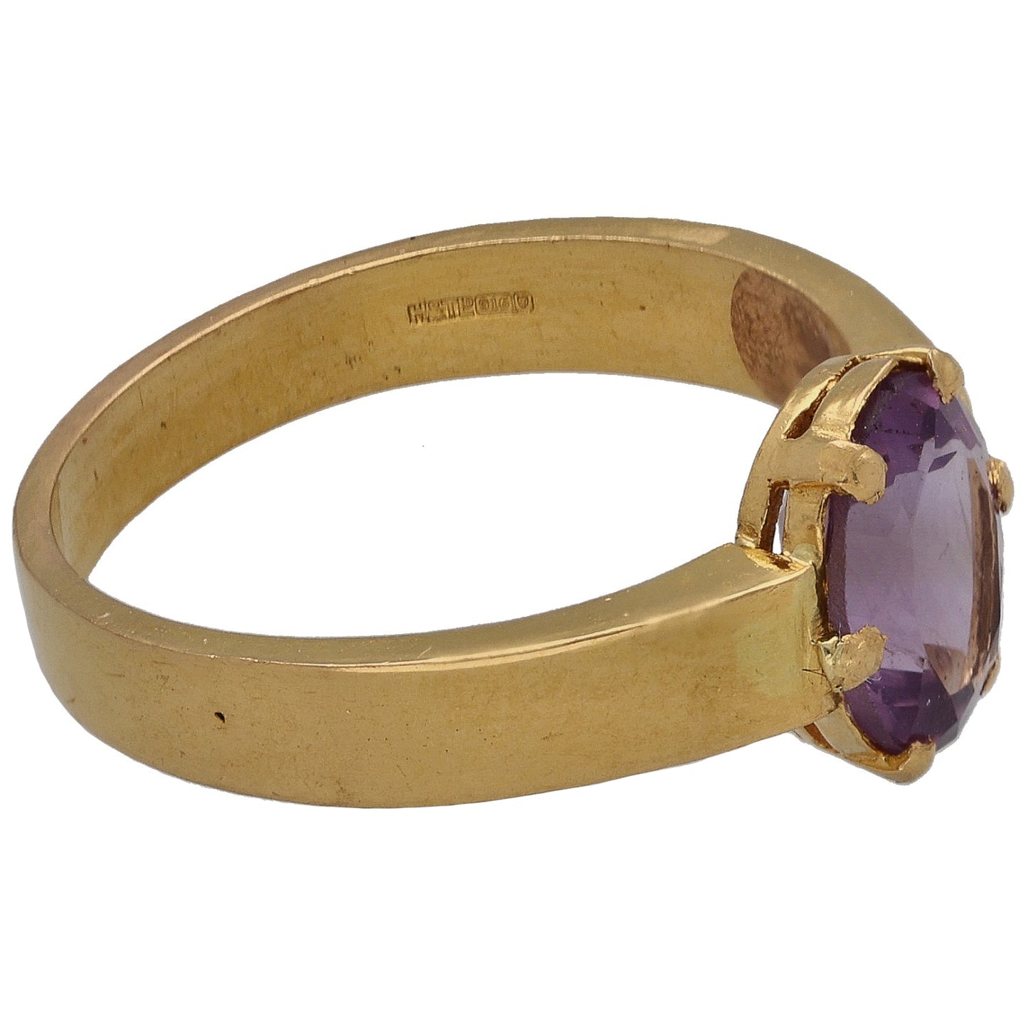 22ct Gold Amethyst Single Stone Ring Size M