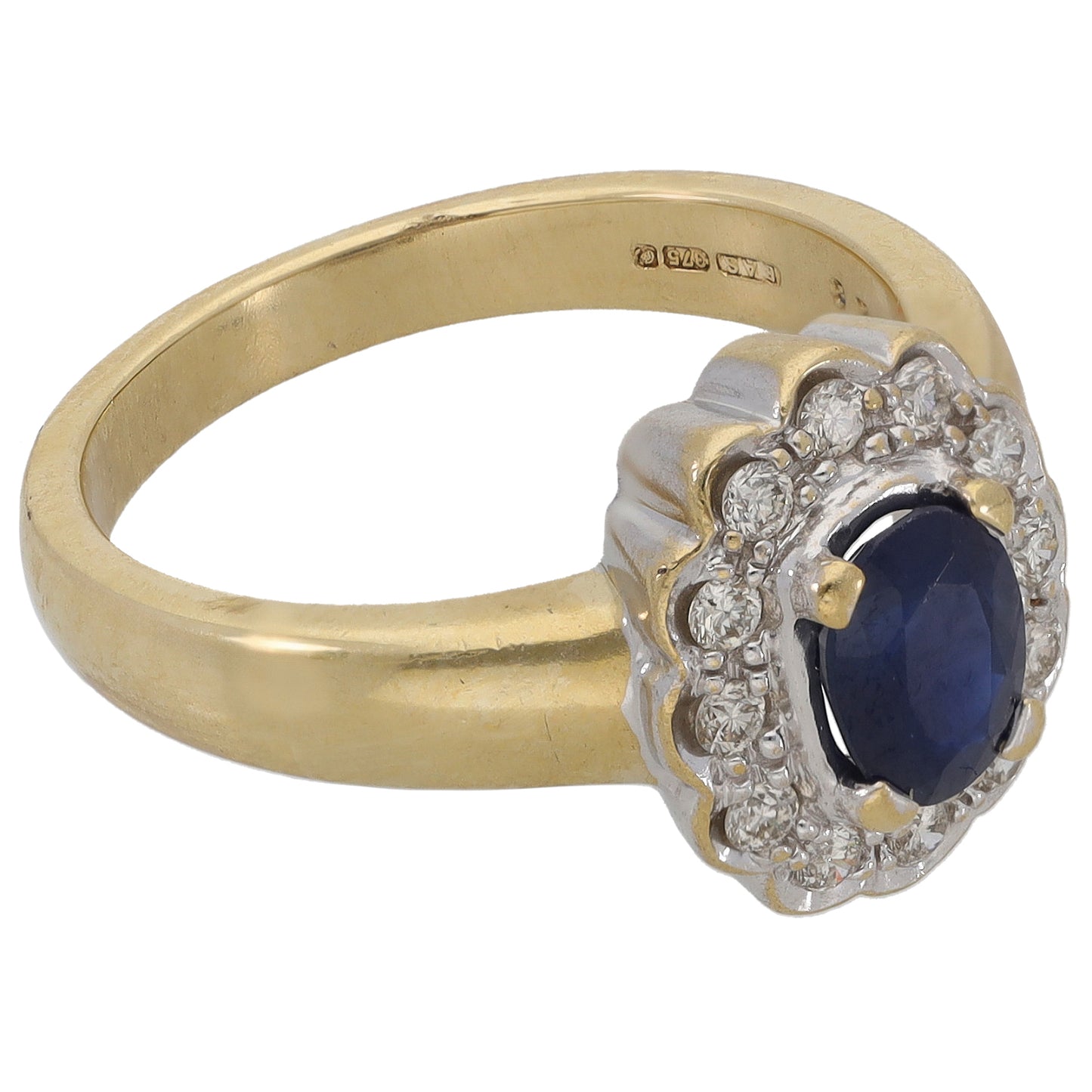 9ct Gold 0.24ct Diamond & Sapphire Cluster Ring Size N