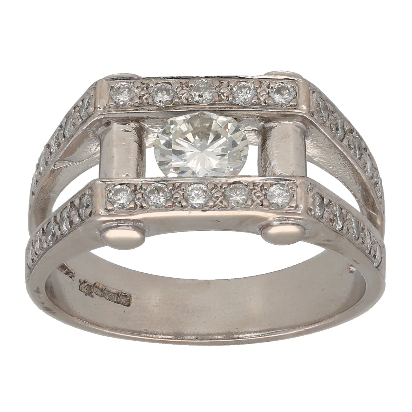 18ct White Gold 1.05ct Diamond Dress/Cocktail Ring Size R