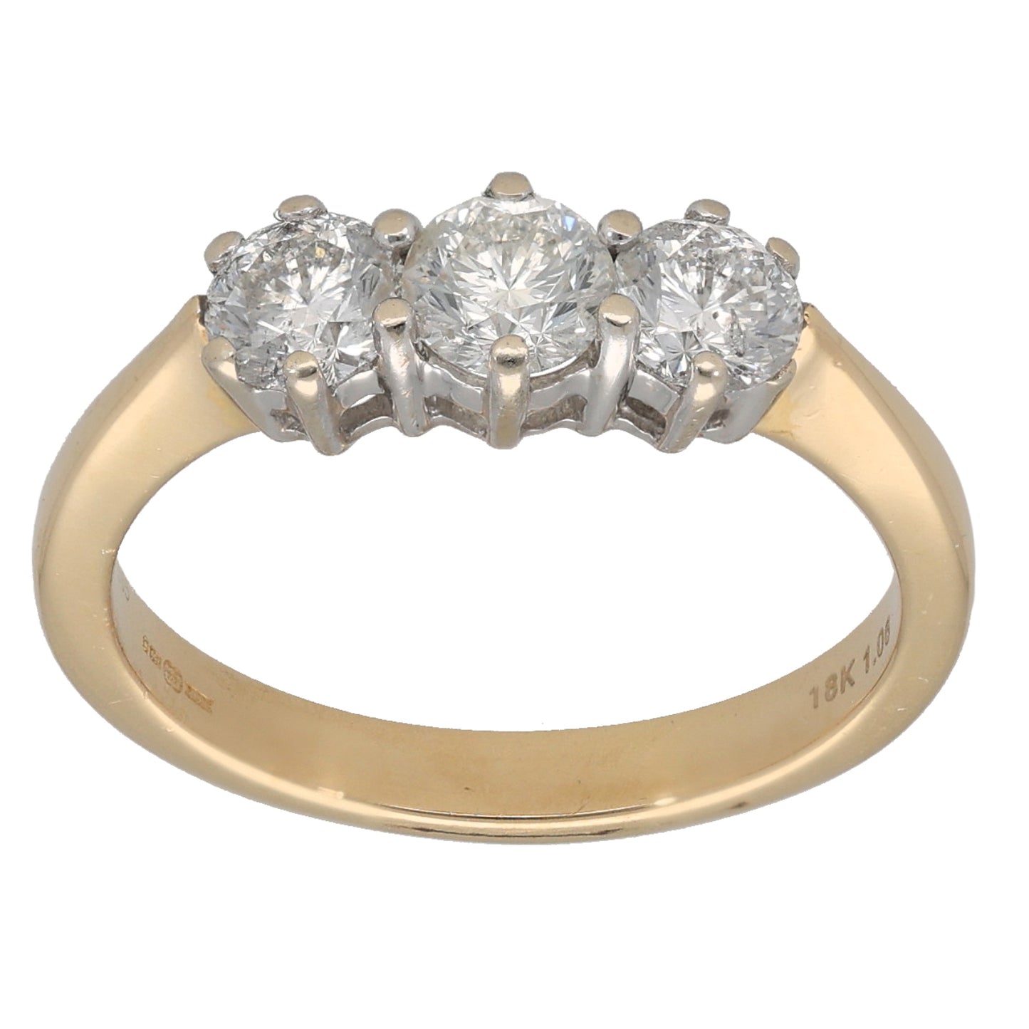 18ct Gold 1.10ct Diamond Trilogy Ring Size N