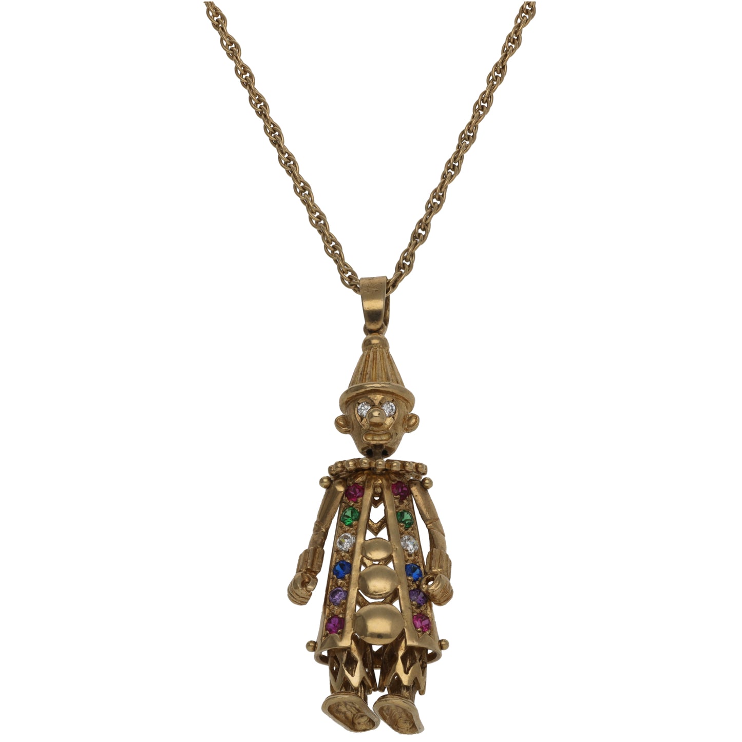 9ct Gold Imitation Clown Pendant With Chain