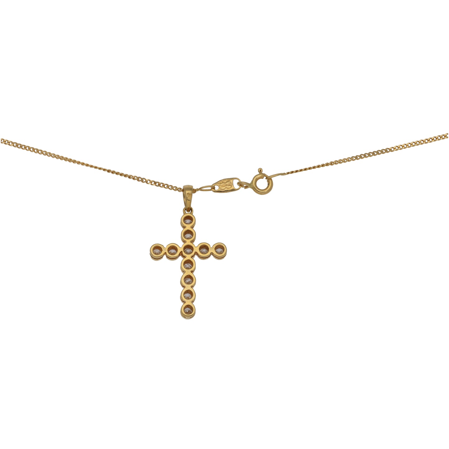 18ct Gold 0.44ct Diamond Cross Pendant With Chain