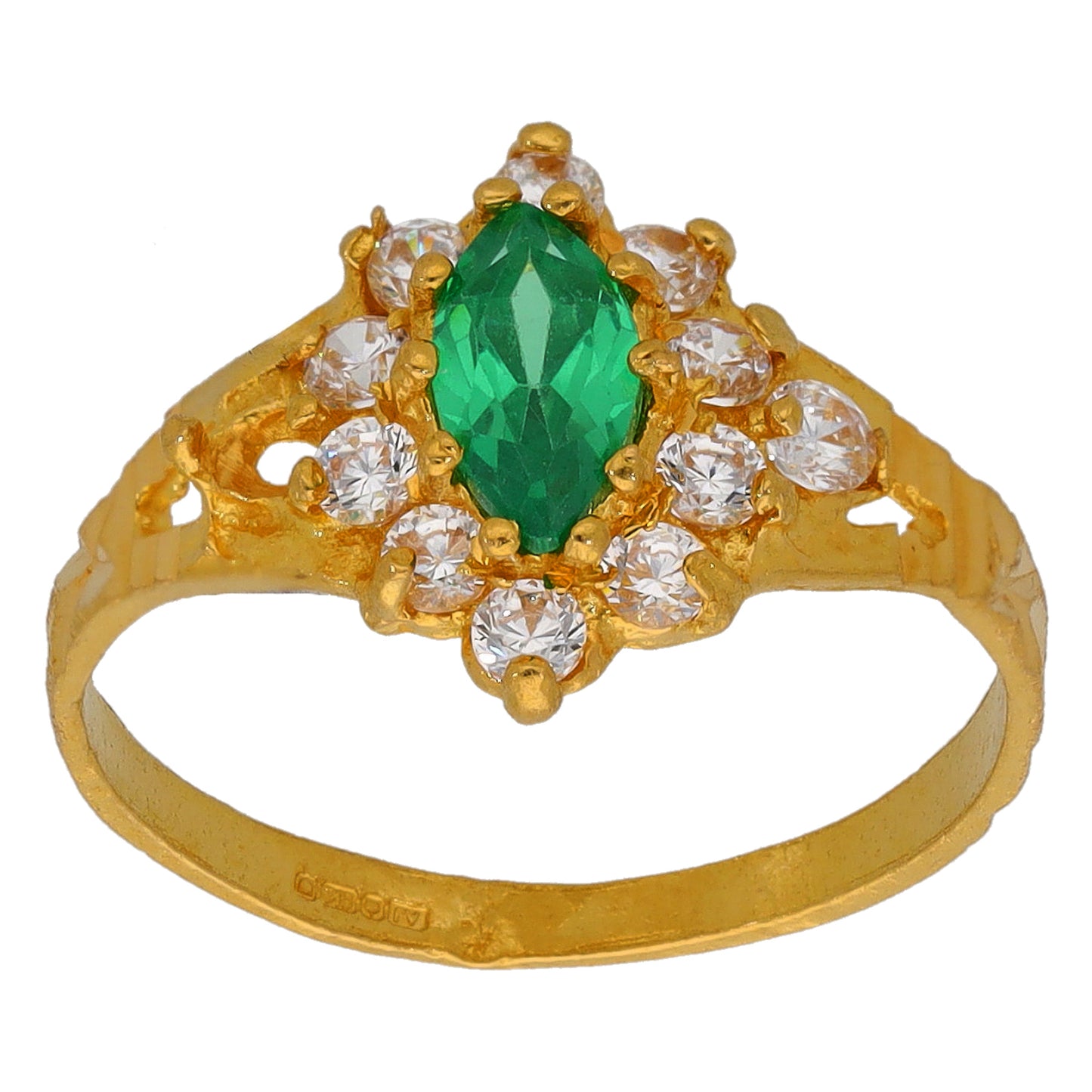 22ct Gold Imitation Gems Dress/Cocktail Ring Size L
