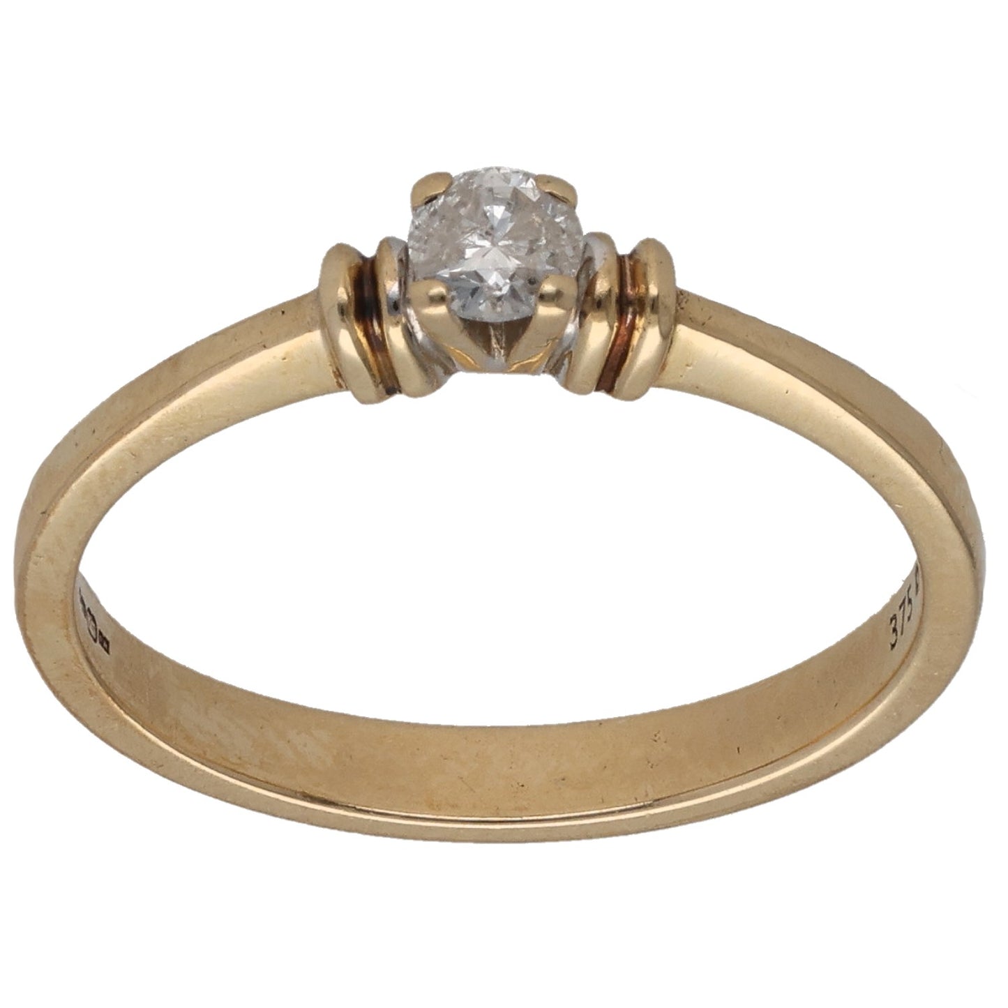 9ct Gold 0.16ct Diamond Solitaire Ring Size N