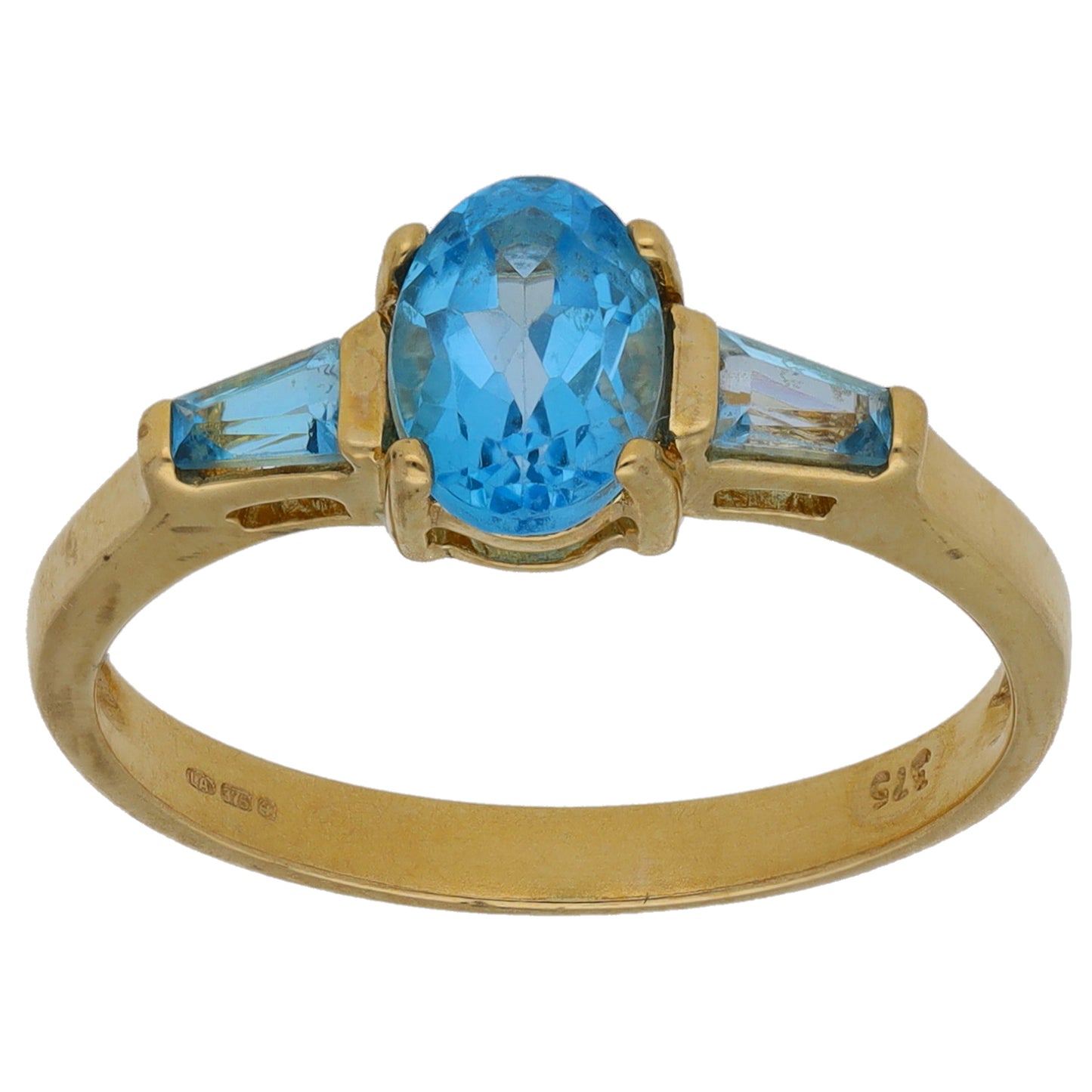 9ct Gold Topaz Trilogy Ring Size N