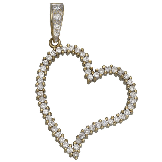 9ct Gold Cubic Zirconia Heart Pendant