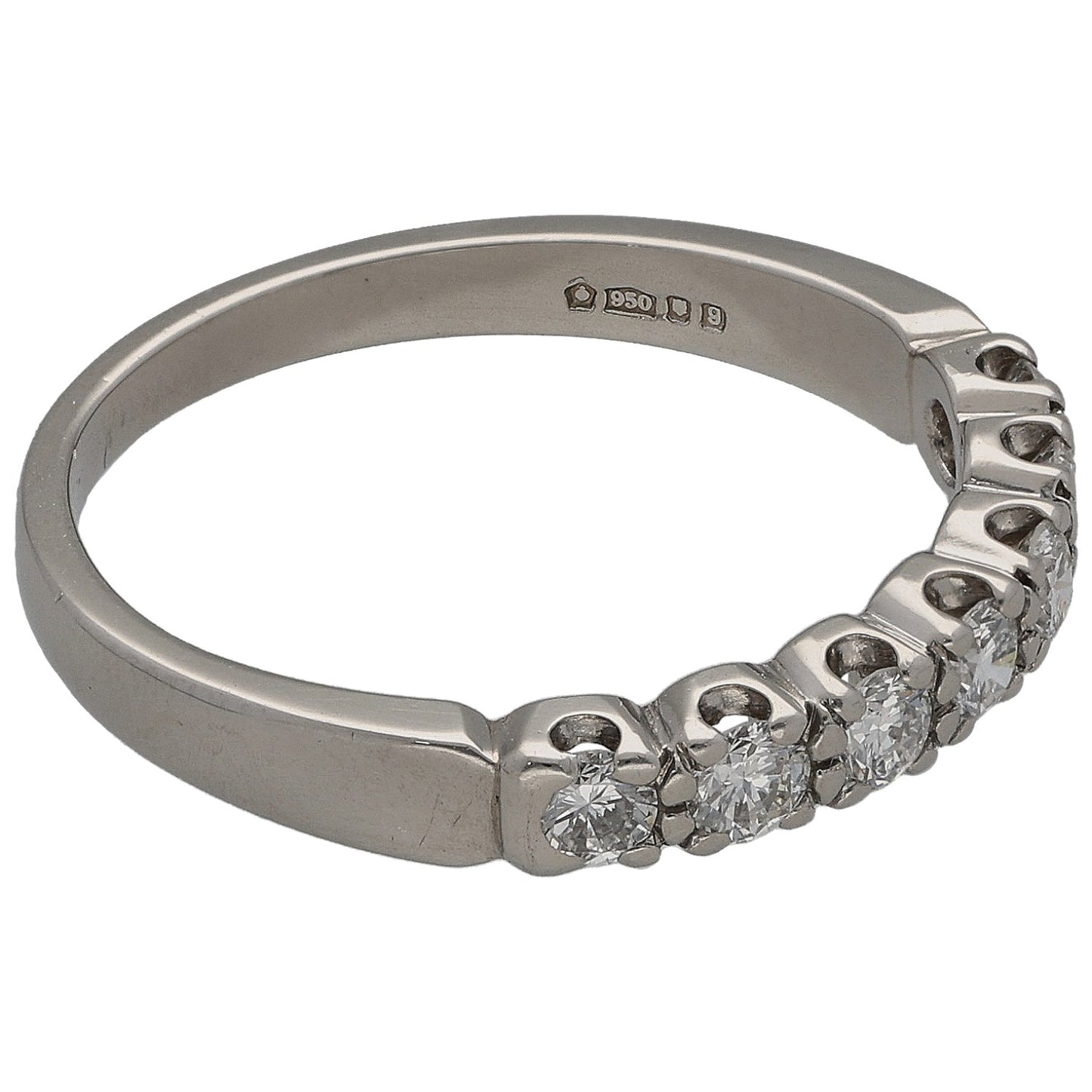 Platinum 0.35ct Diamond Half Eternity Ring Size M