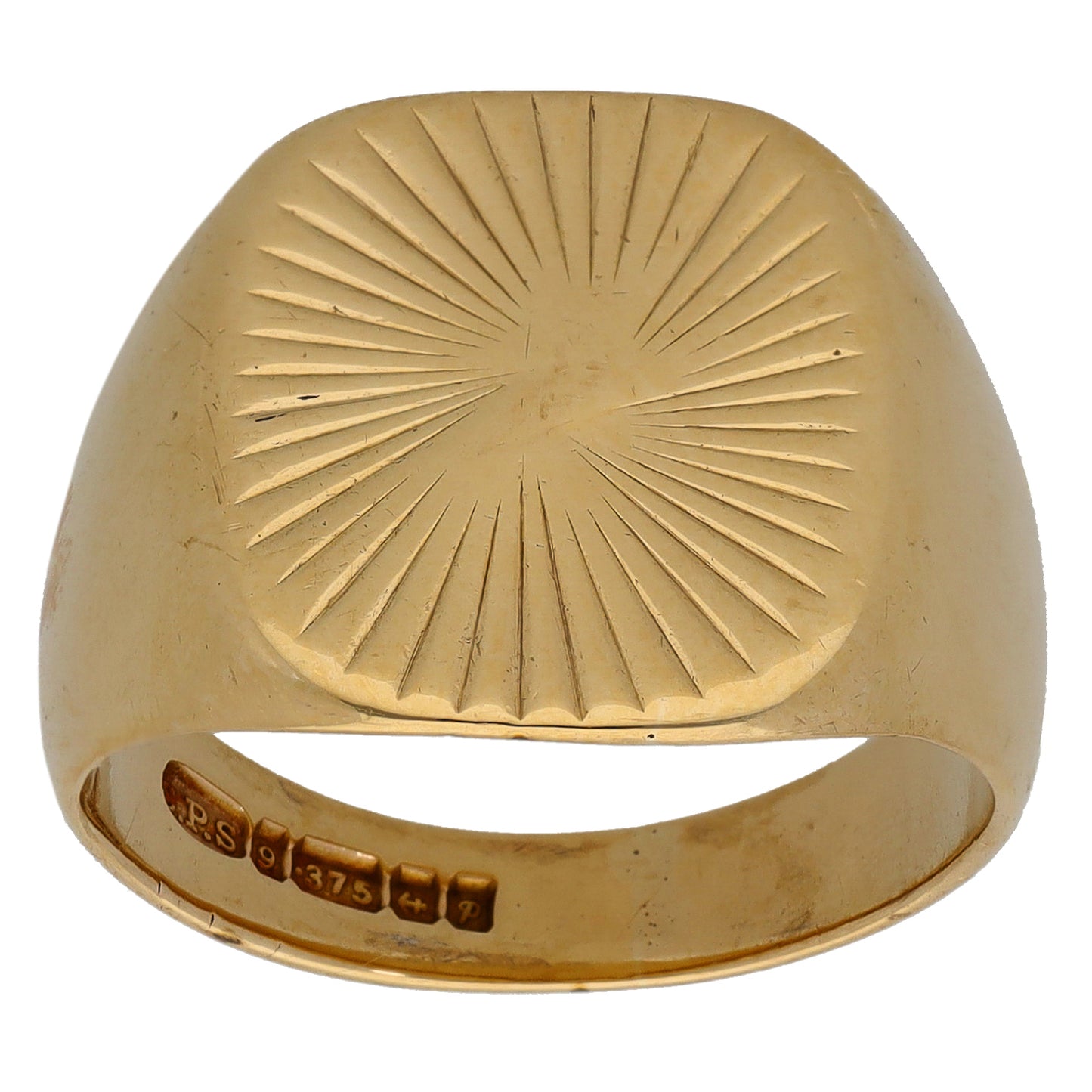 9ct Gold Patterned Signet Ring Size O
