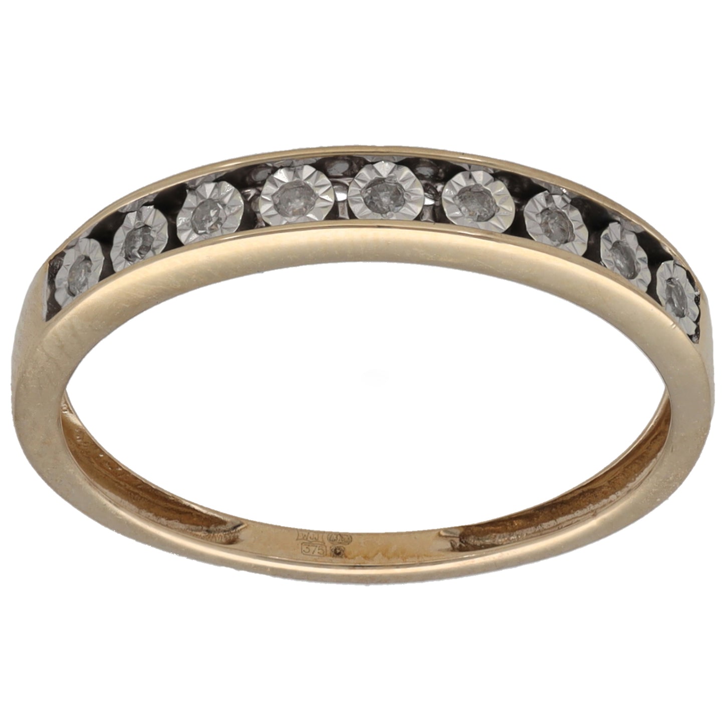 9ct Gold 0.05ct Diamond Half Eternity Ring Size P