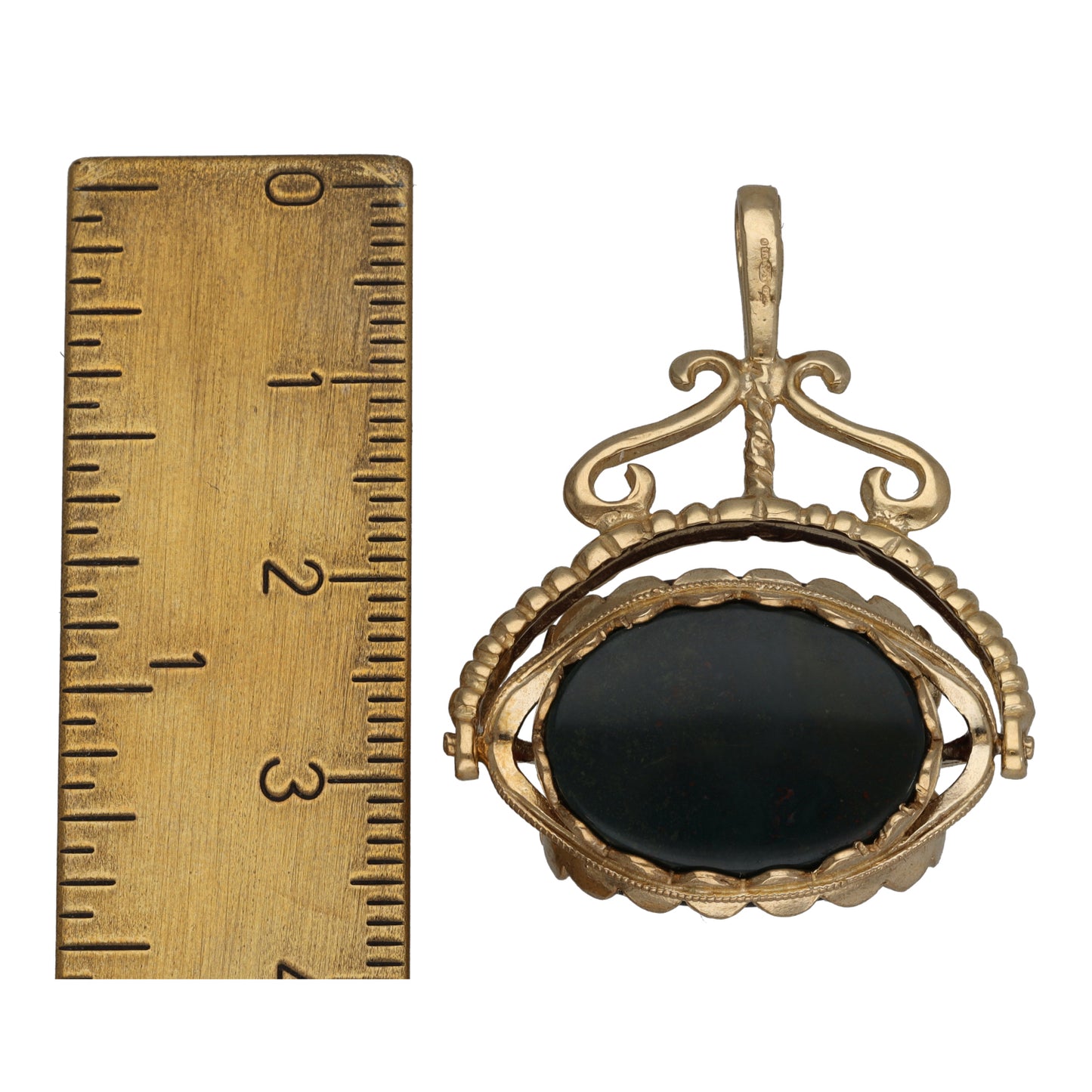 9ct Gold Bloodstone, Carnelian & Onyx Fob Pendant