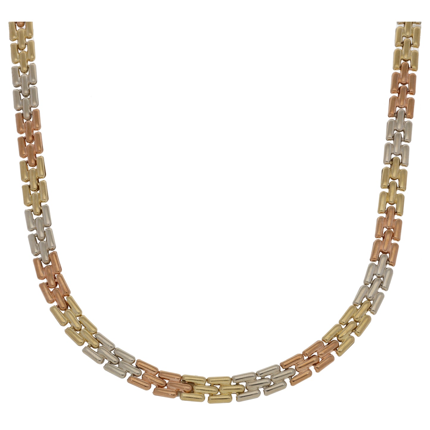 9ct Tricolour Gold Fancy Necklace 16"
