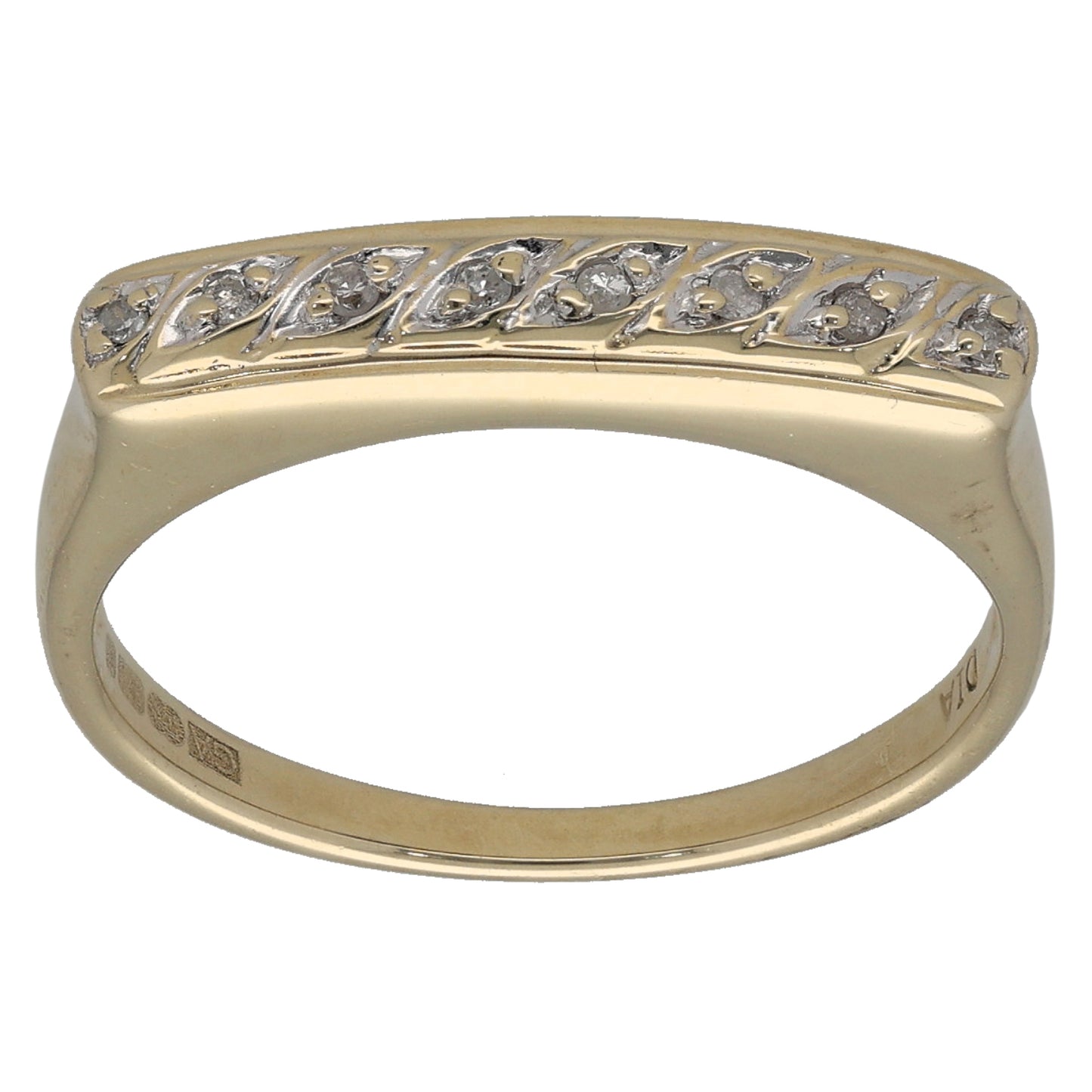 9ct Gold 0.04ct Diamond Half Eternity Ring Size P