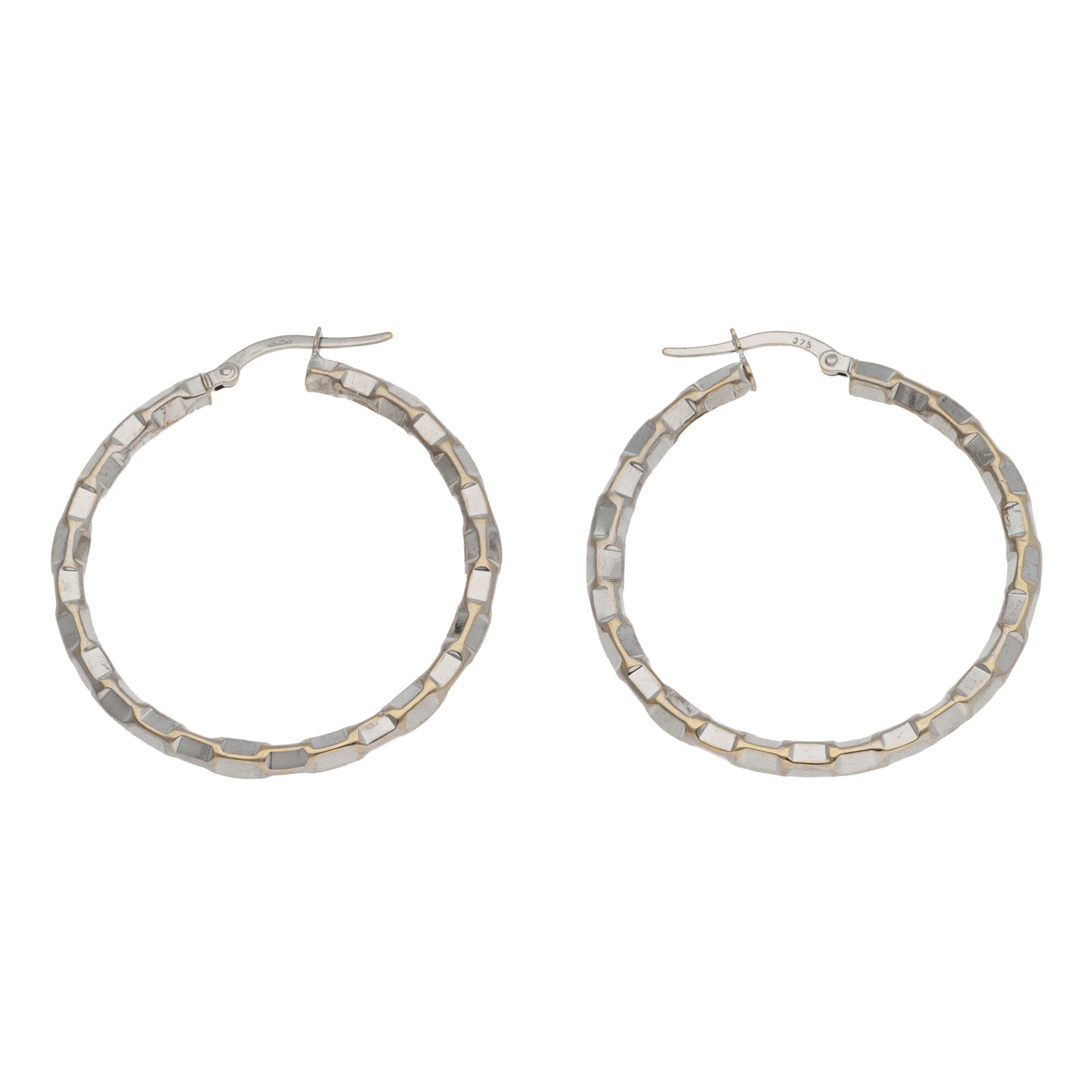 9ct White Gold Hoop Earrings