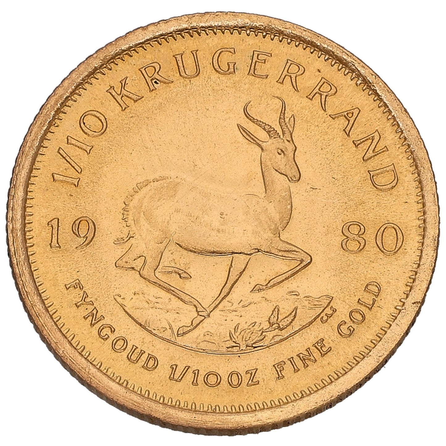 22ct Gold 1/10 OZ Krugerrand Coin 1980
