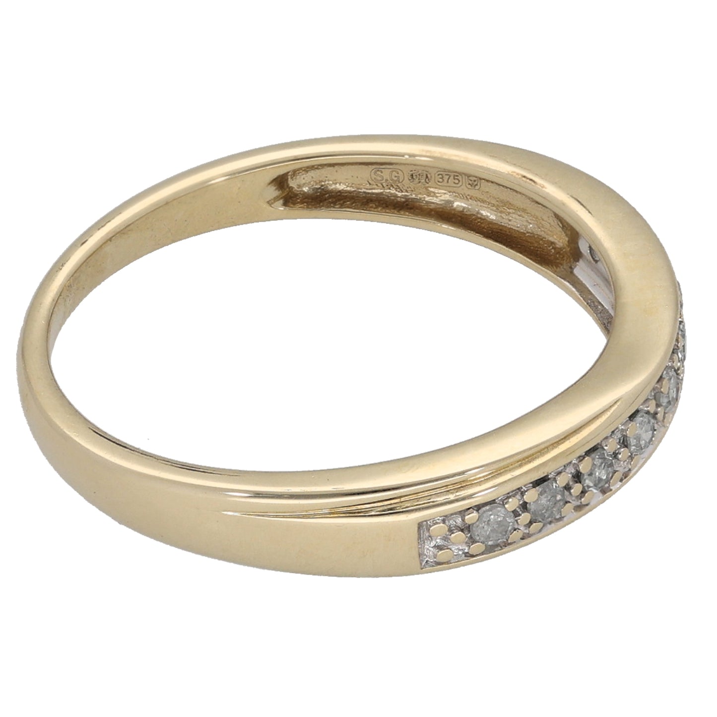 9ct Gold 0.09ct Diamond Half Eternity Ring Size M