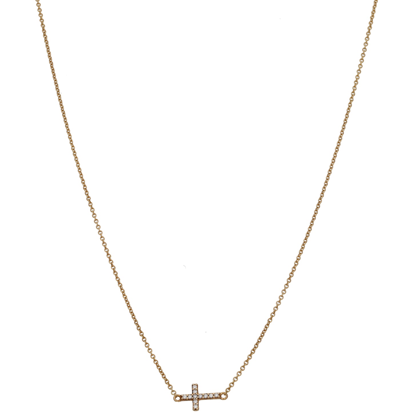 9ct Gold Cubic Zirconia Cross Pendant With Chain