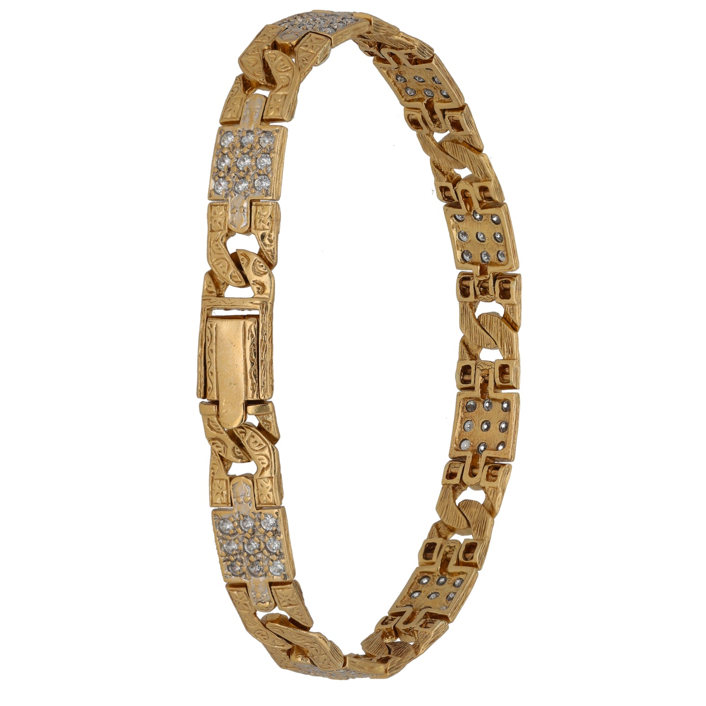 9ct Gold Cubic Zirconia Fancy Stone Set Bracelet