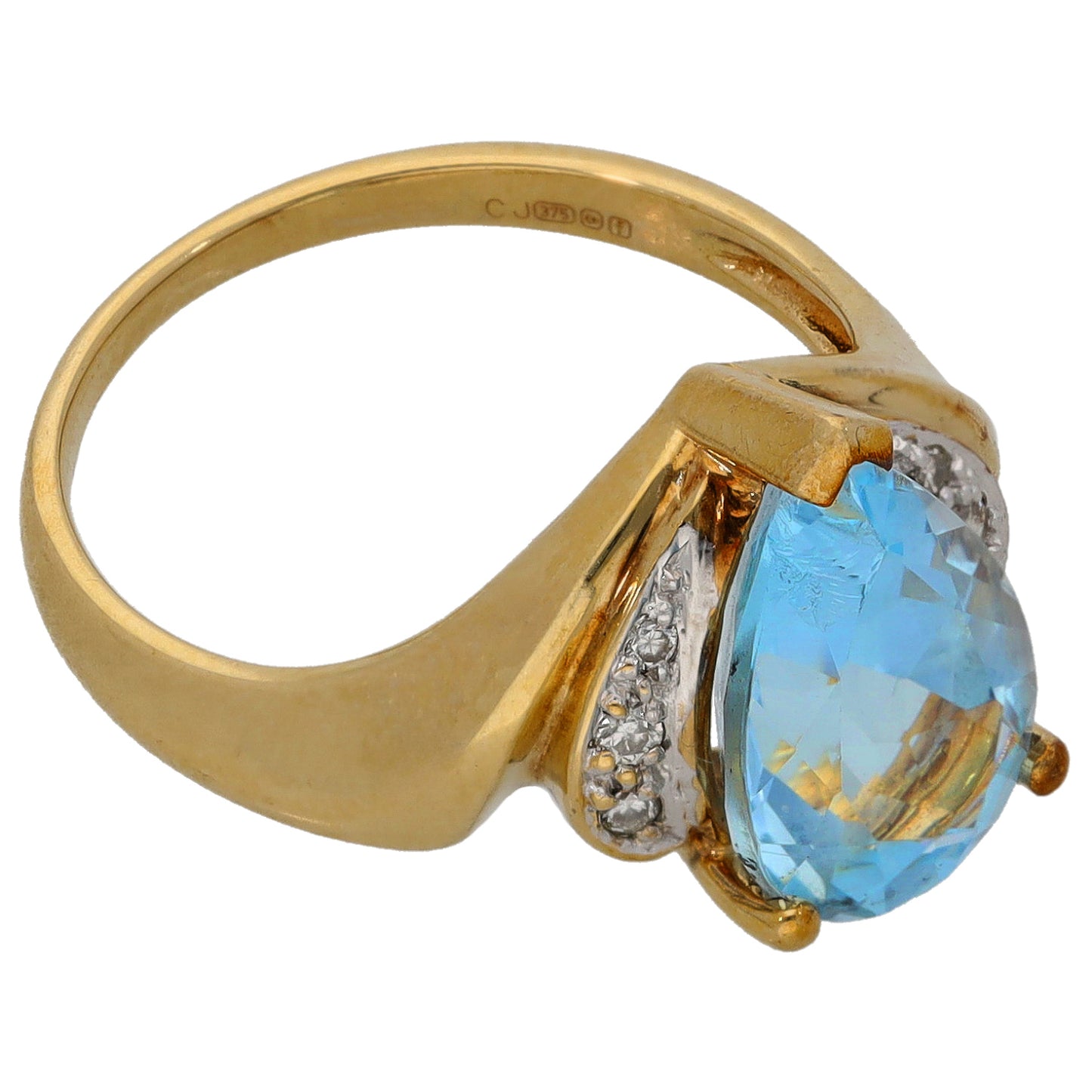 9ct Gold Topaz & 0.03ct Diamond Dress/Cocktail Ring Size M