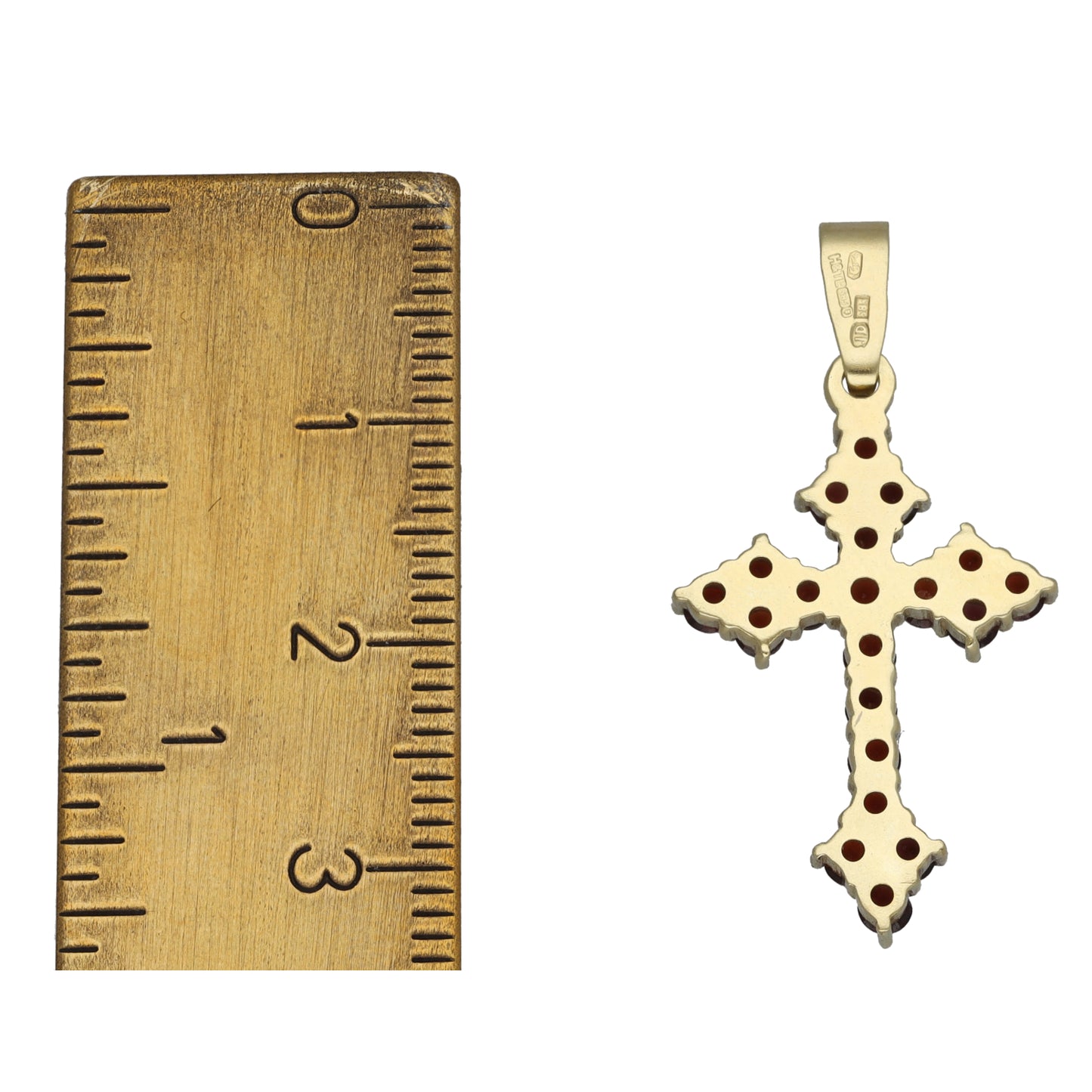 14ct Gold Garnet Cross Pendant