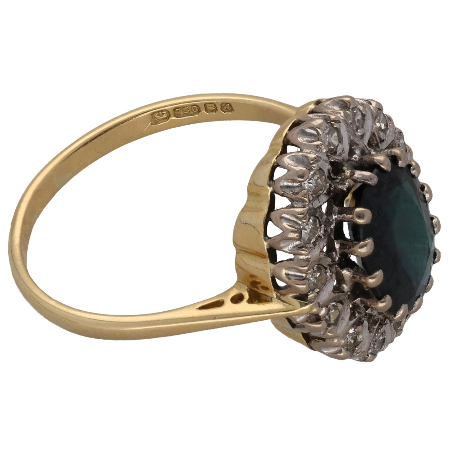 18ct Gold Sapphire & 0.14ct Diamond Dress/Cocktail Ring Size R